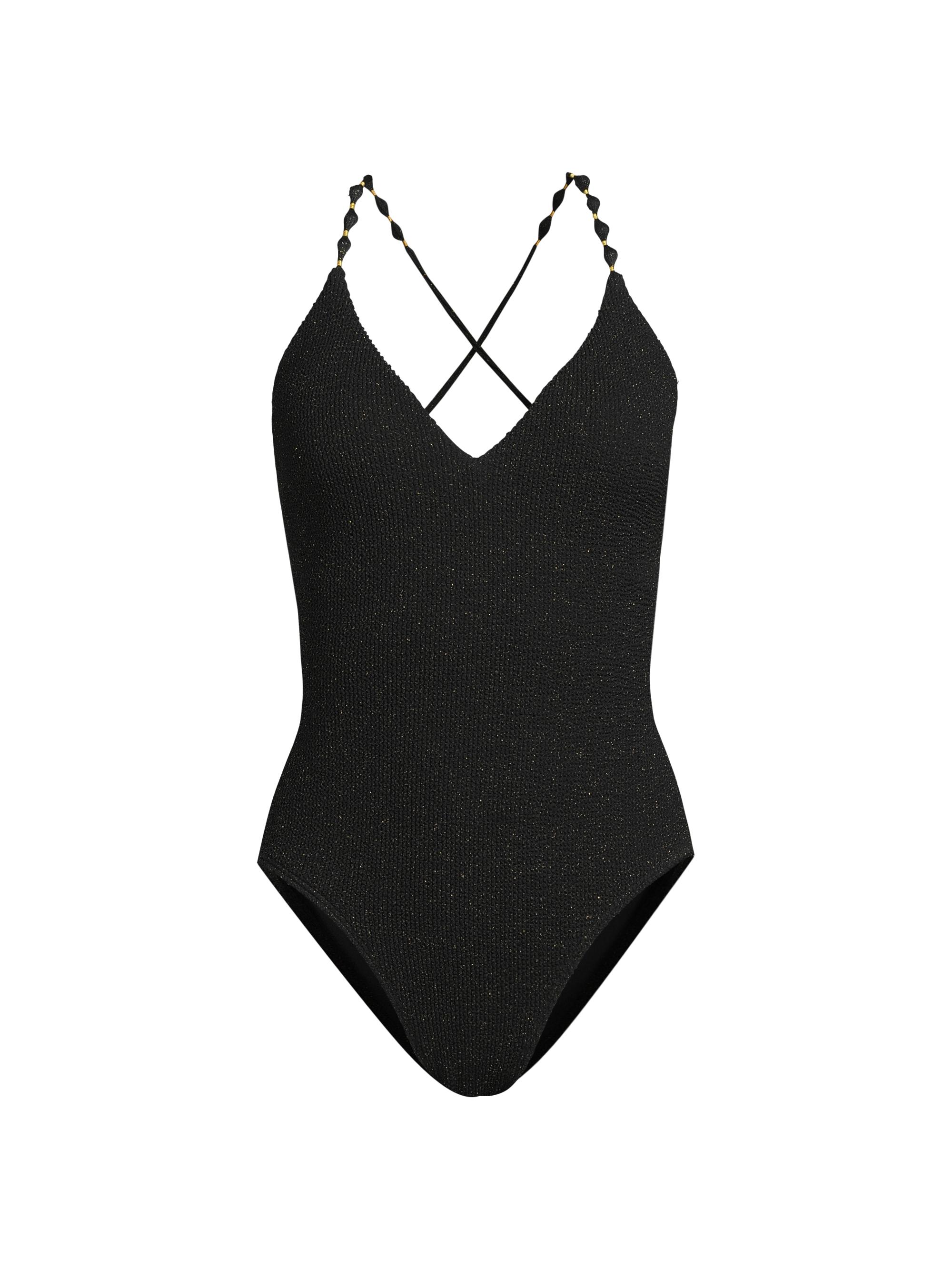 Milly Women's Cannes Beaded Strap One-Piece Swimsuit - Black Gold