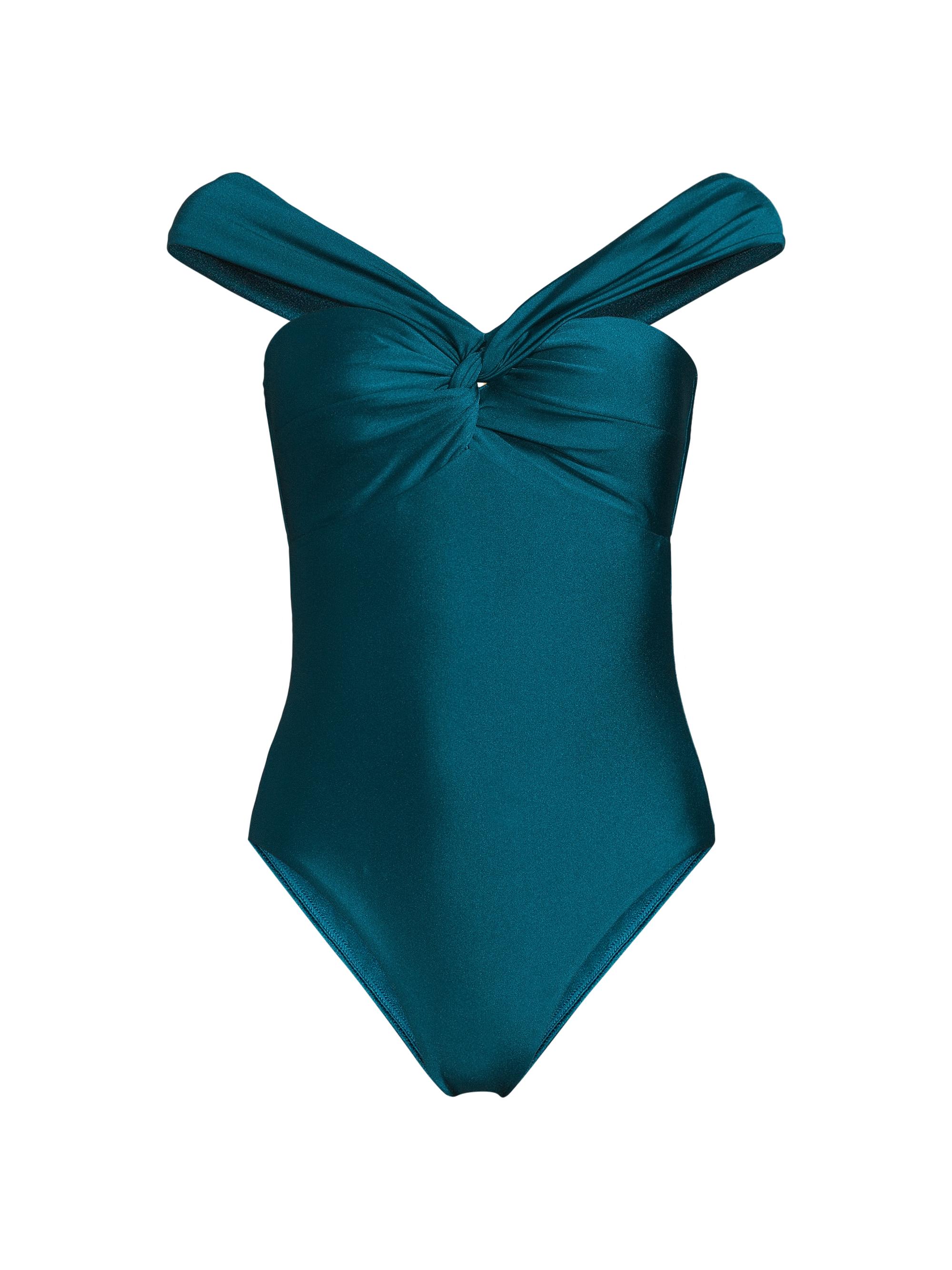 Milly Women's Betsy Gloss Bandeau One-Piece Swimsuit - Dark Teal