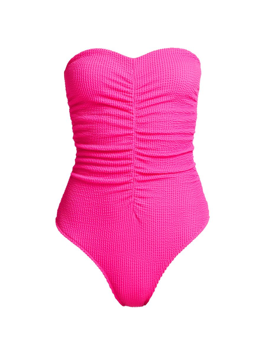 Milly Women's Textured Ruched Strapless One-piece Swimsuit In Pink