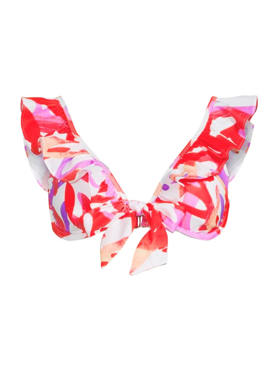 Milly Women's Italian Under The Sea Ruffled Bikini Top In Multi