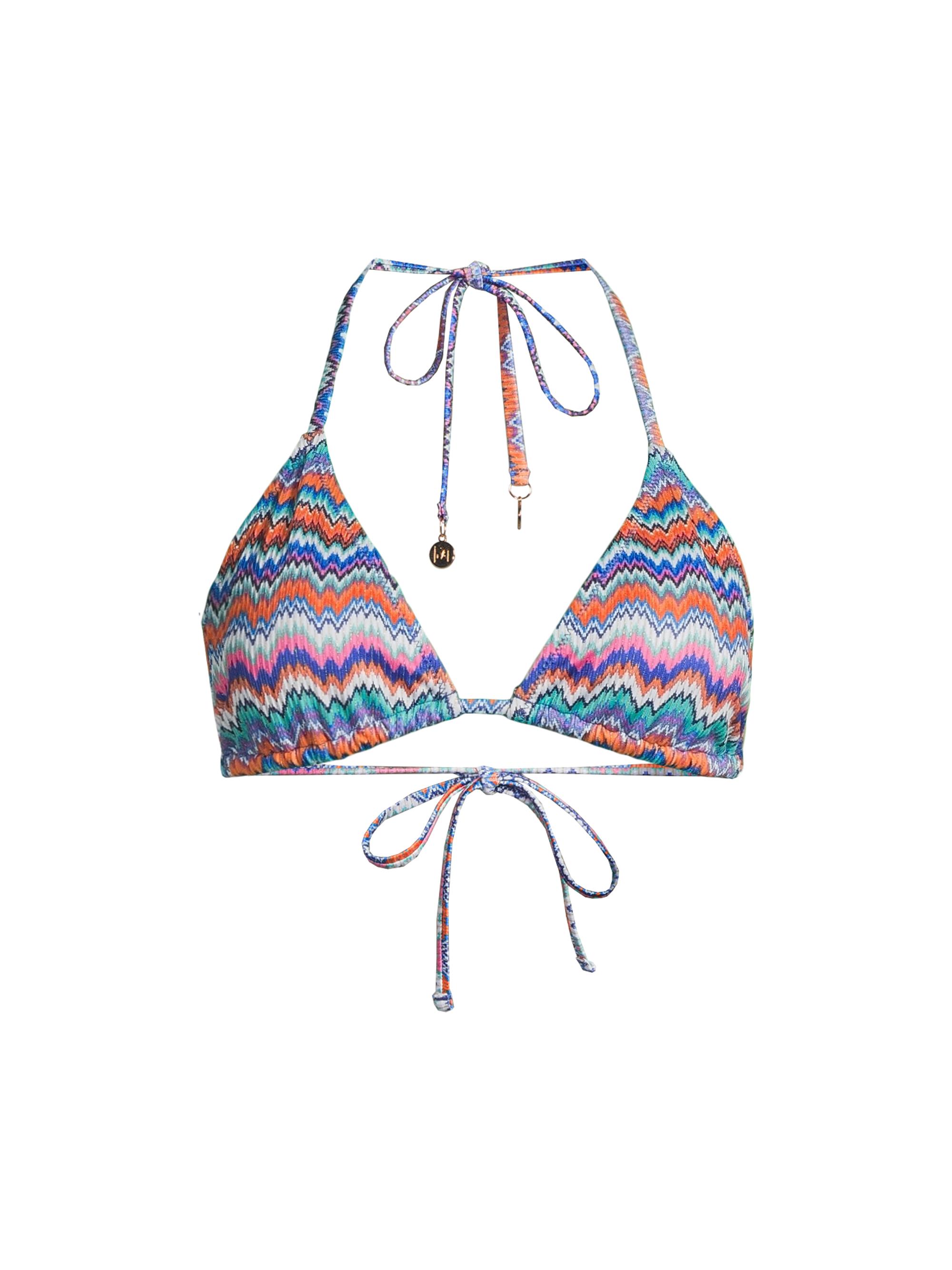 Milly Women's Barcelona Metallic Chevron Triangle Bikini Top - Blue Multi