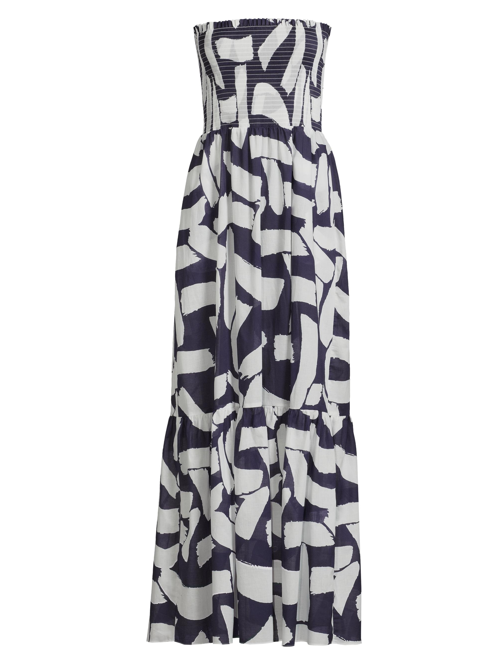 Milly Women's Olen Graphic Brushstroke Cotton Voile Dress - Navy Ecru
