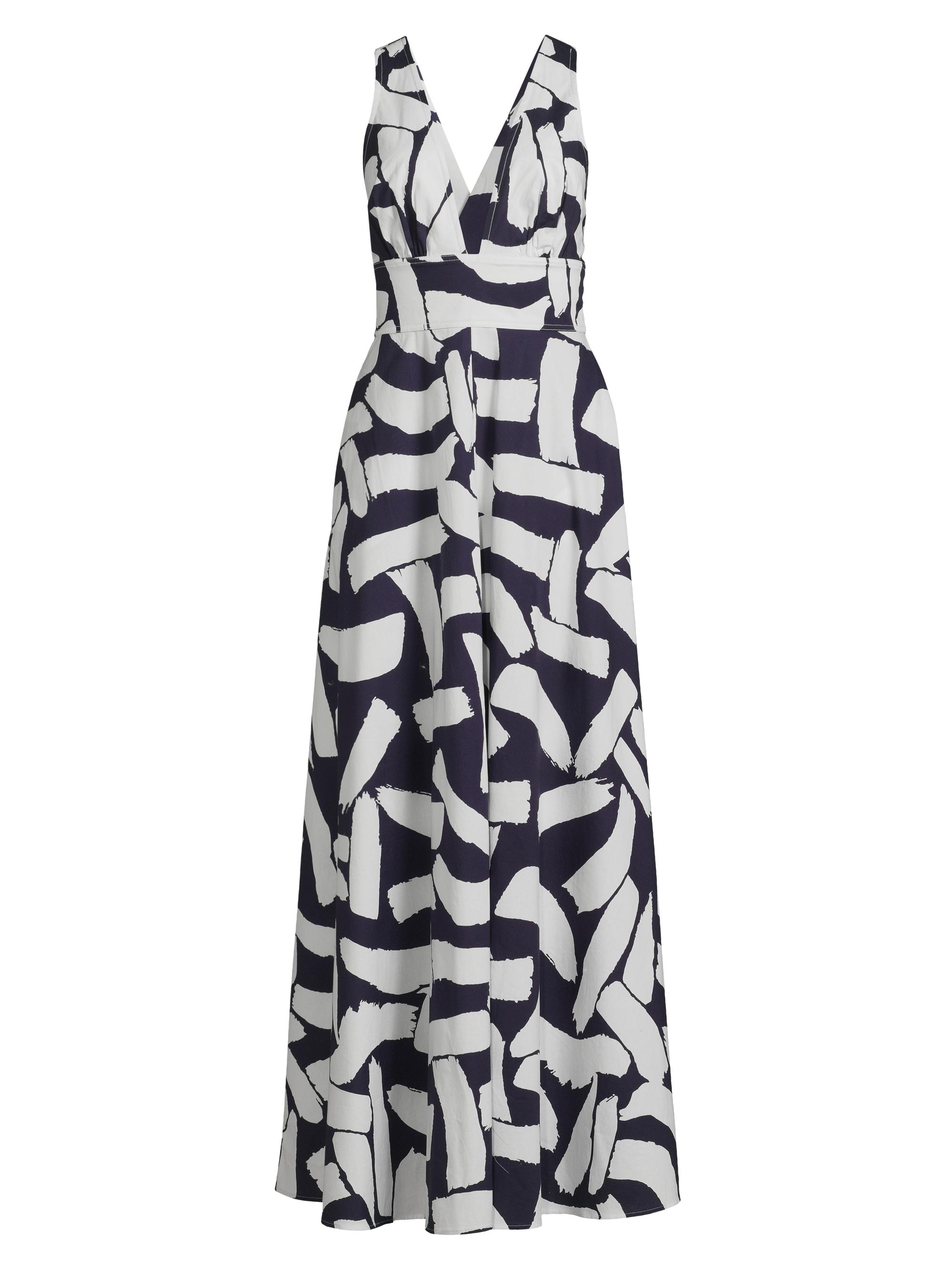 Milly Women's Catarina Brushstroke Poplin Maxi Dress - Navy Ecru