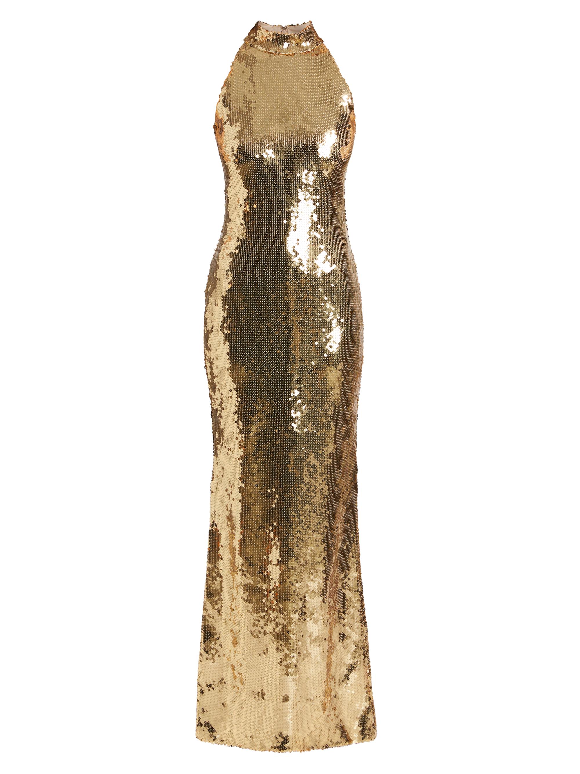 Sergio Hudson Women's Sequined Highneck Gown - Gold