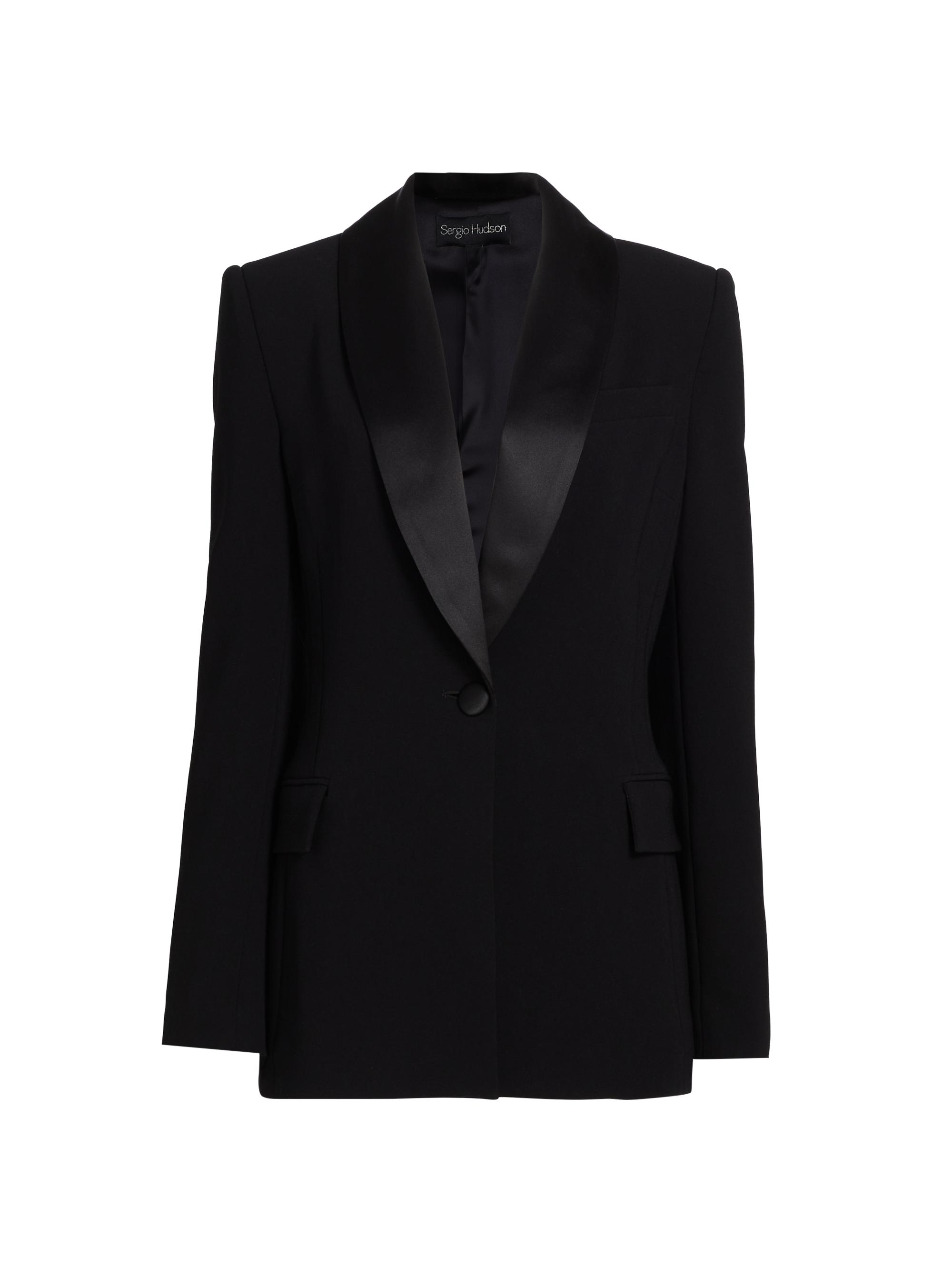 Sergio Hudson Women's Satin Shawl Lapel Blazer - Ebony