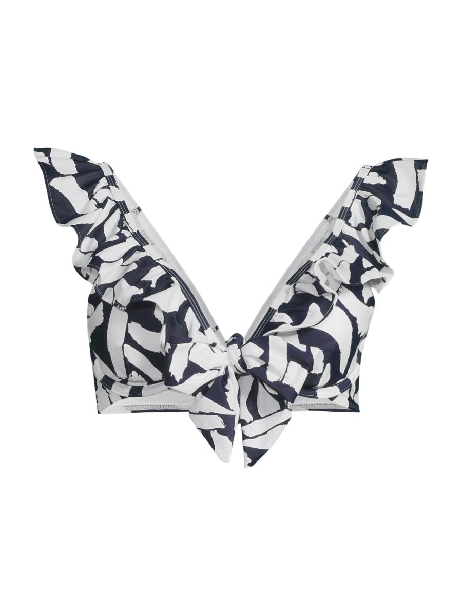 Milly Women's Brushstroke Ruffled Bikini Top