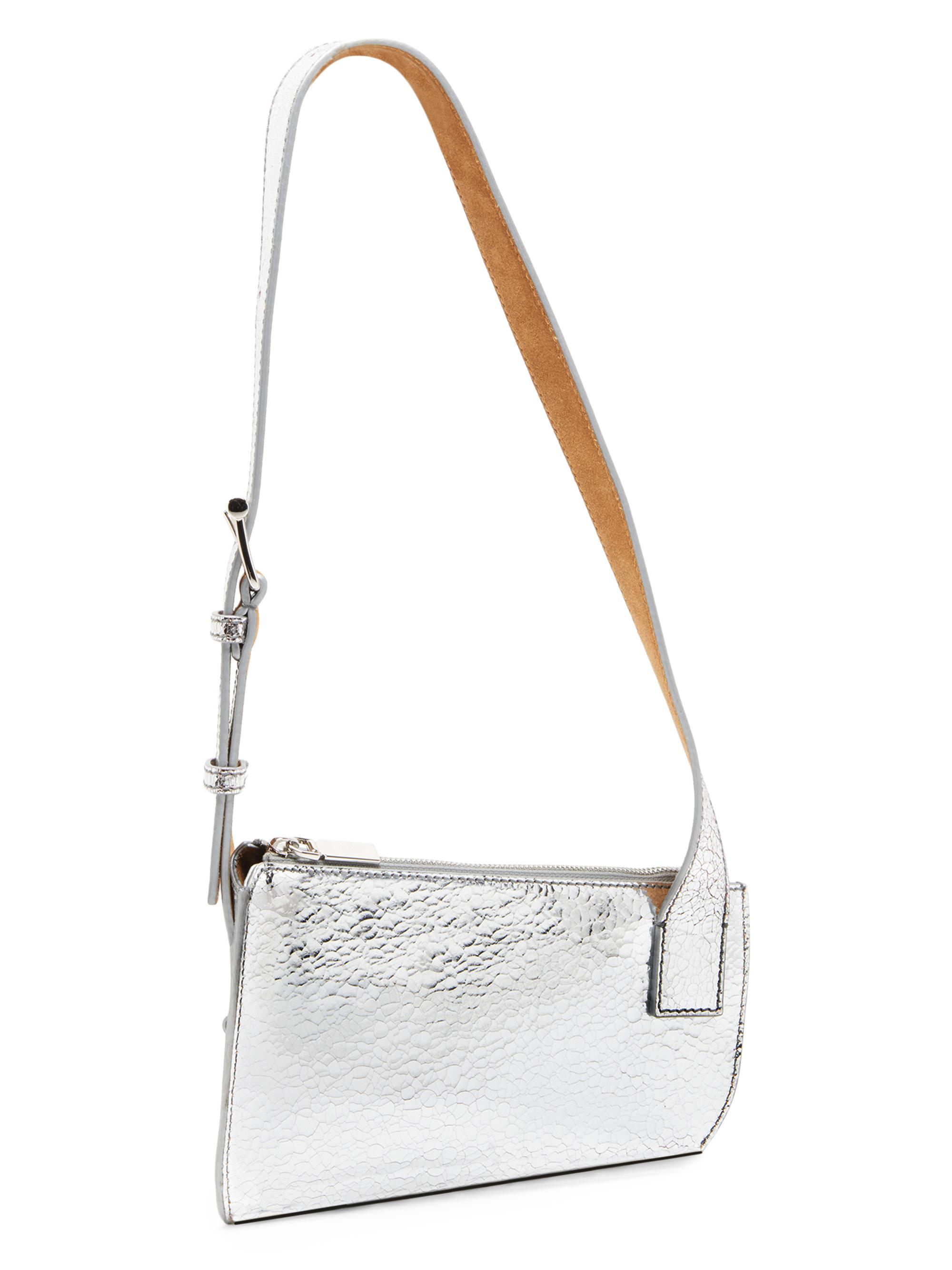 McQueen Women's Sling Metallic Leather Shoulder Bag - Silver Beige