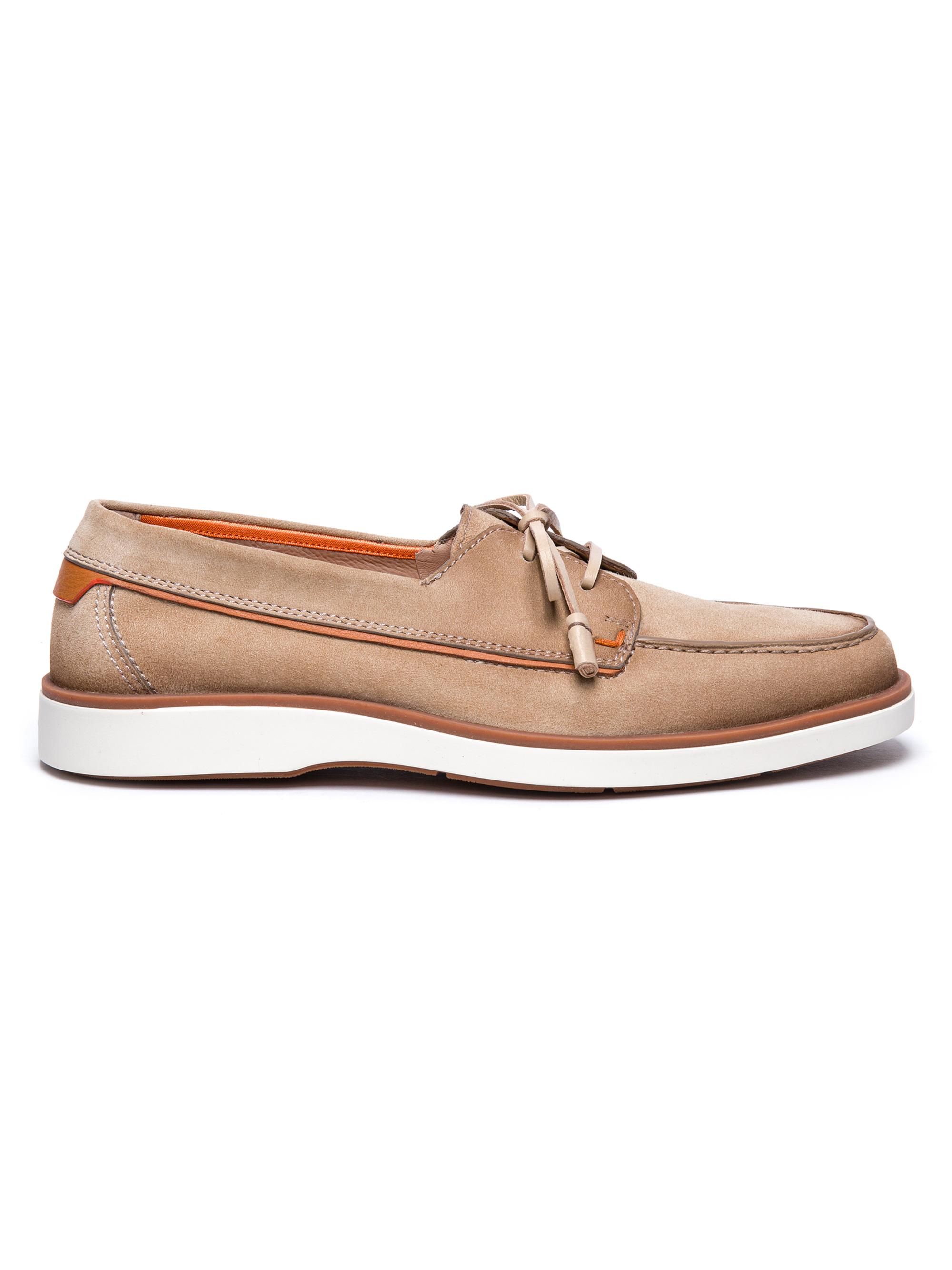 Santoni Men's Detroit Suede Boat Shoes - Light Brown