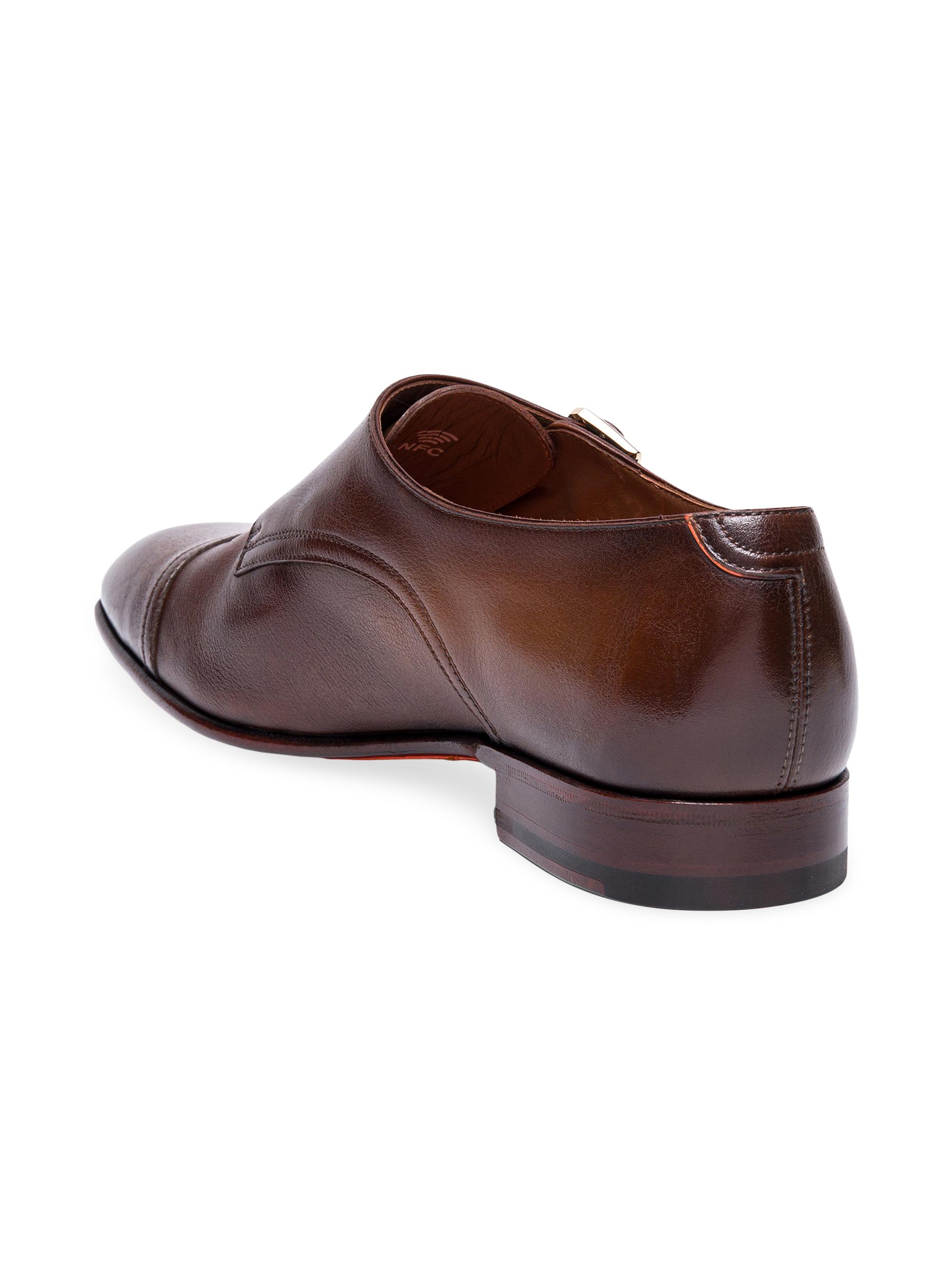 Santoni Men's Adrian Monk-Strap Leather Dress Shoes - Brown - Size 9