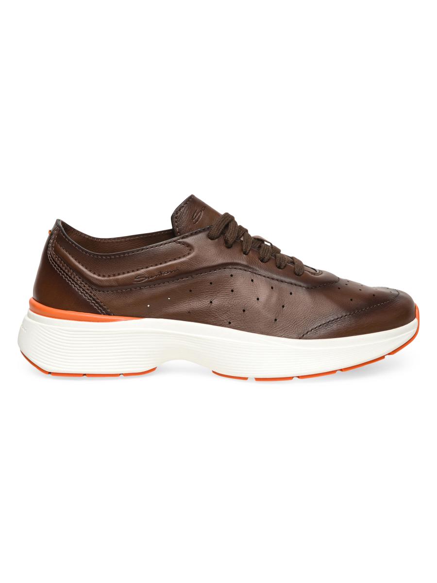 Santoni Bounce Leather Low-Top Sneakers | Saks Fifth Avenue