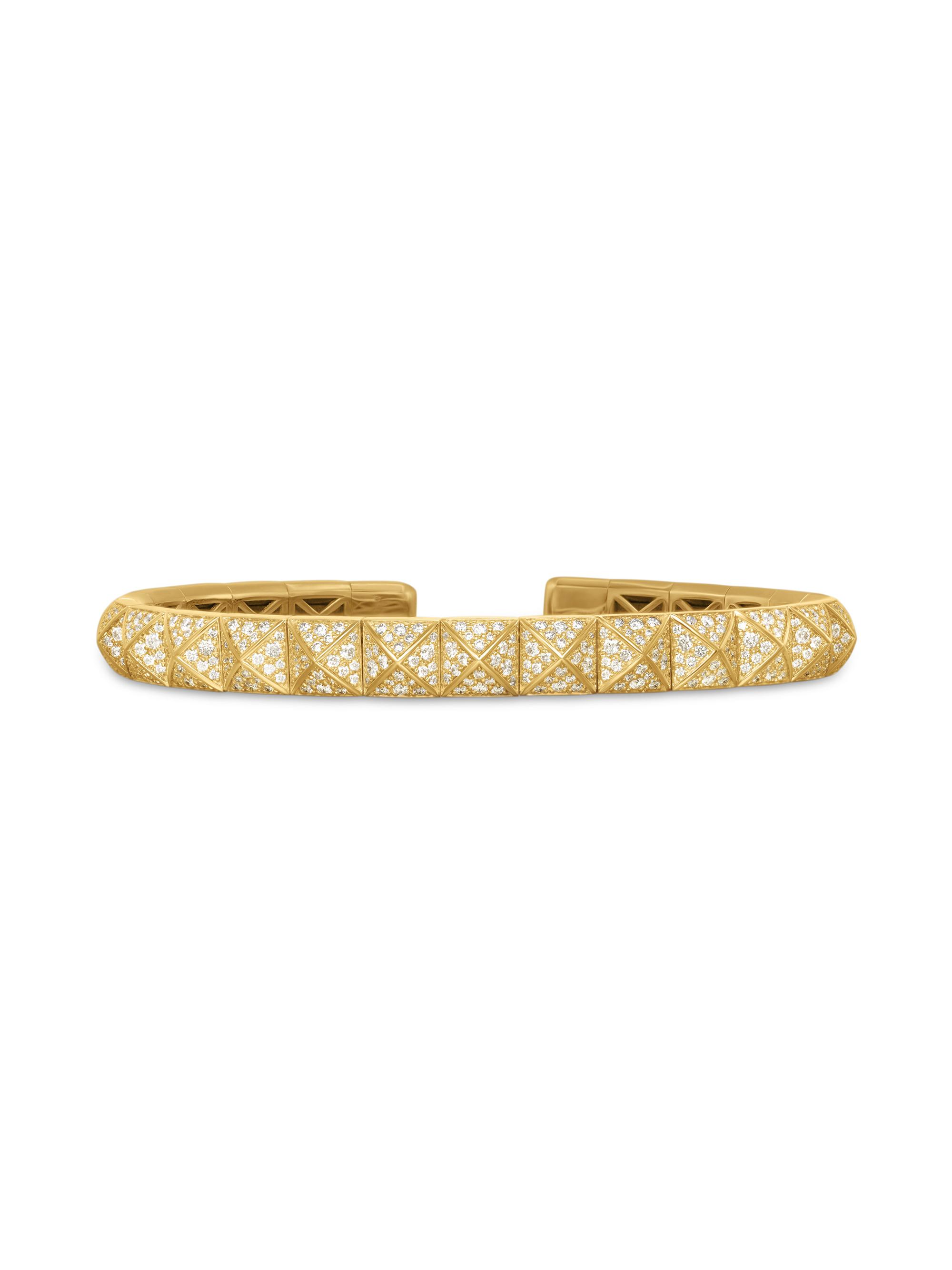 David Yurman Women's Pyramid Bangle Bracelet in 18K Yellow Gold - Diamond