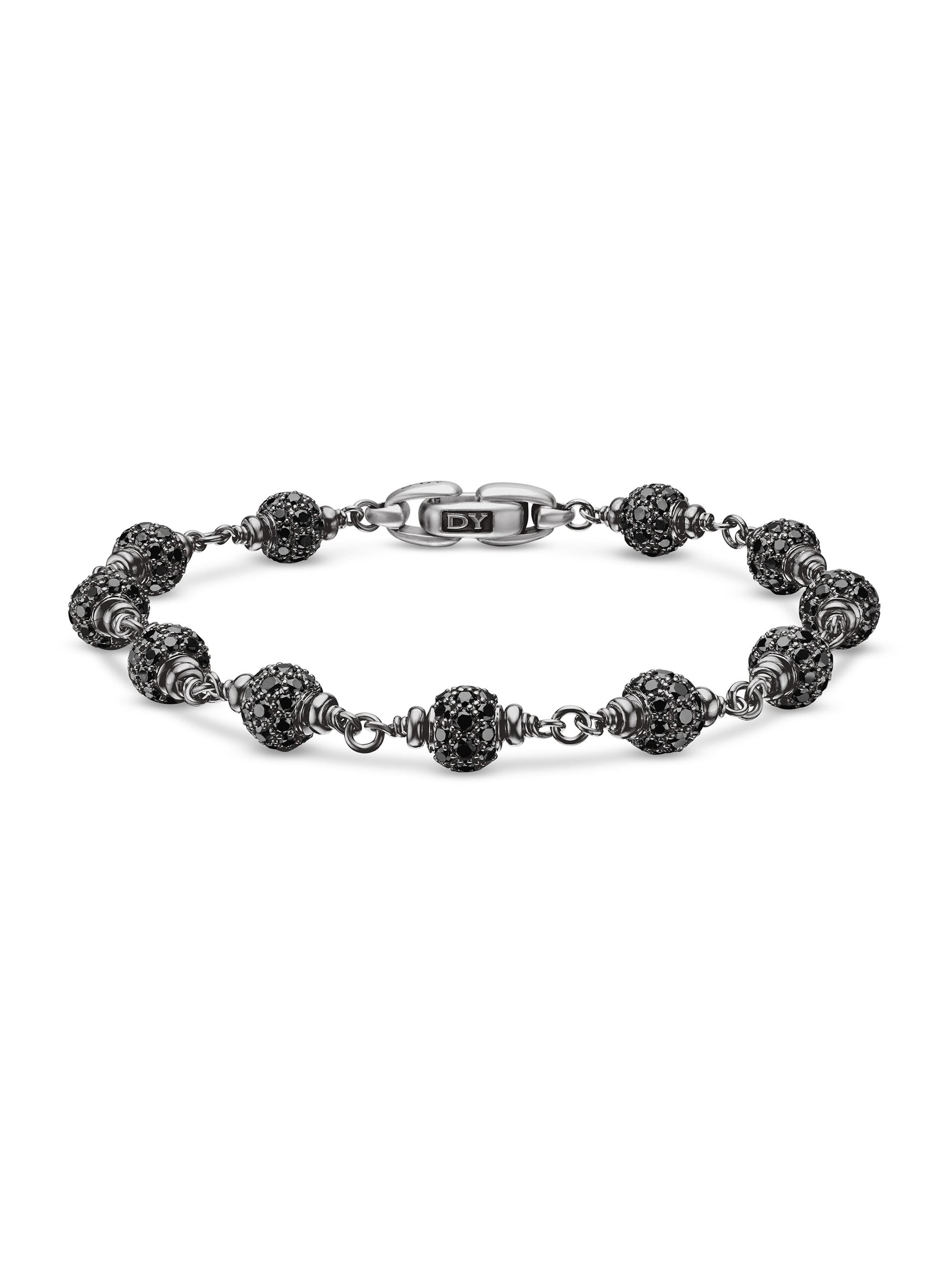 David Yurman Men's Spiritual Beads Rosary Bracelet in Sterling Silver - Black Diamond