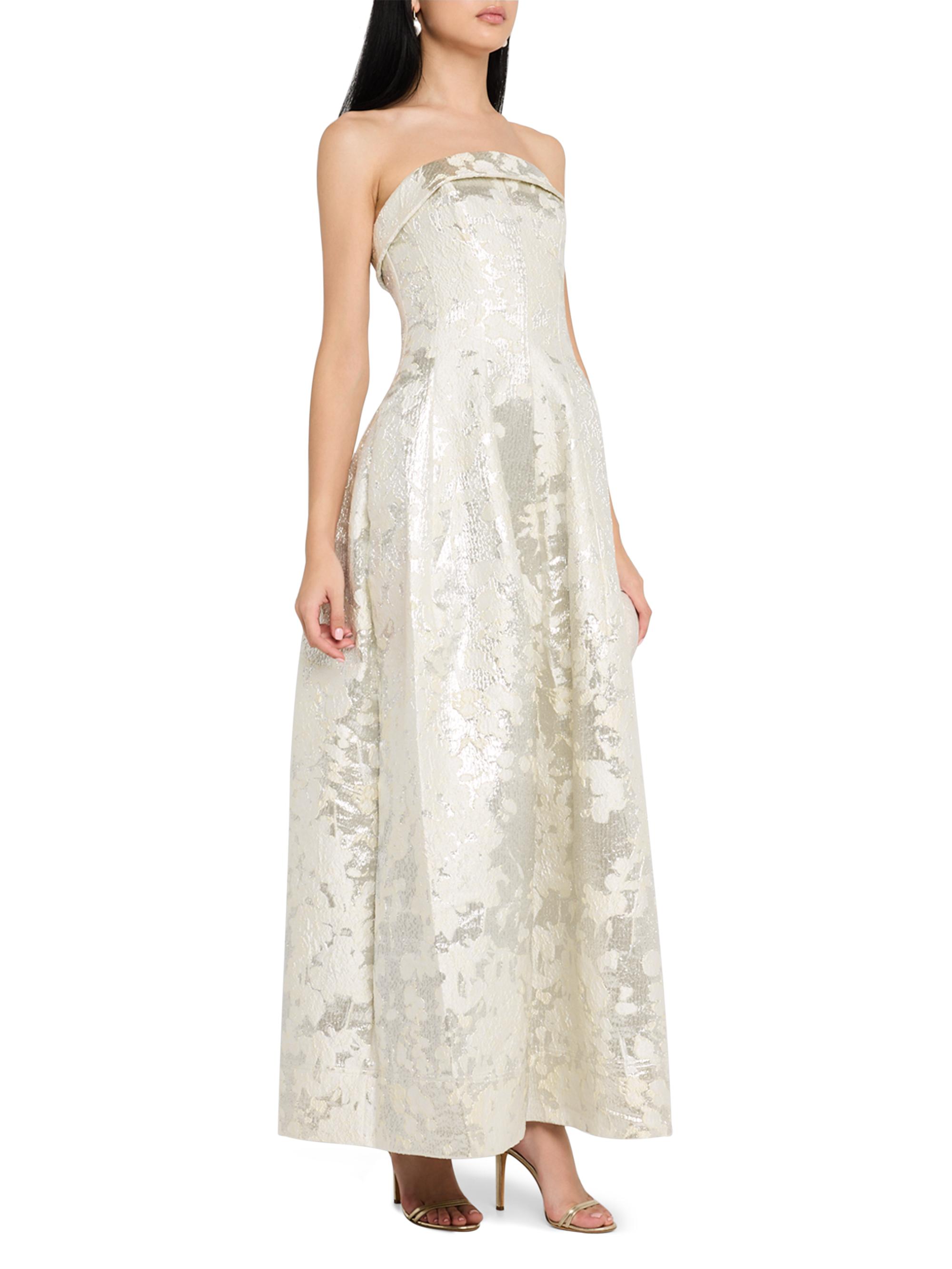 SIMKHAI Women's Octavia Floral Strapless Gown - Silver | Thumbnail 3