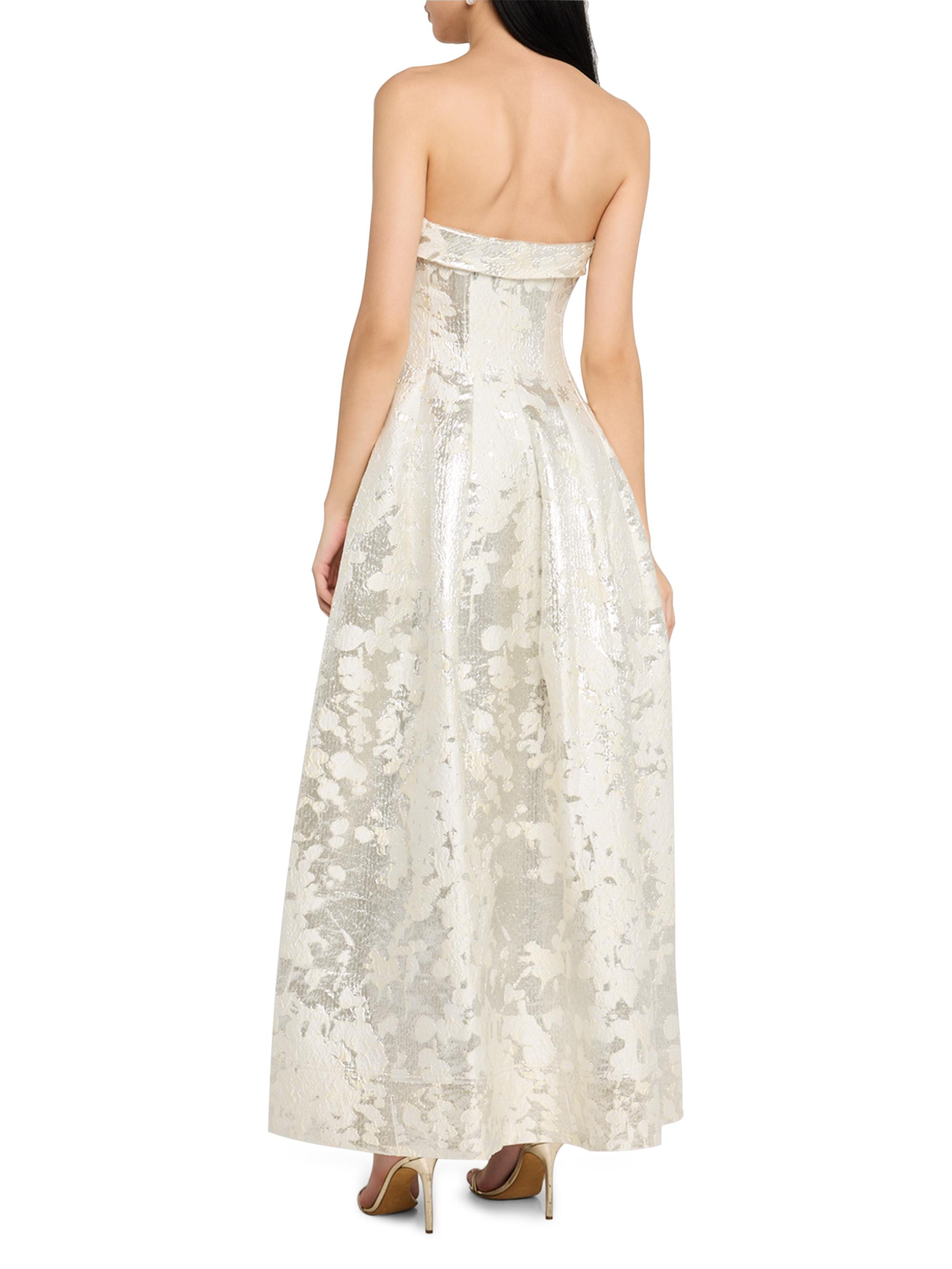 SIMKHAI Women's Octavia Floral Strapless Gown - Silver | Thumbnail 4