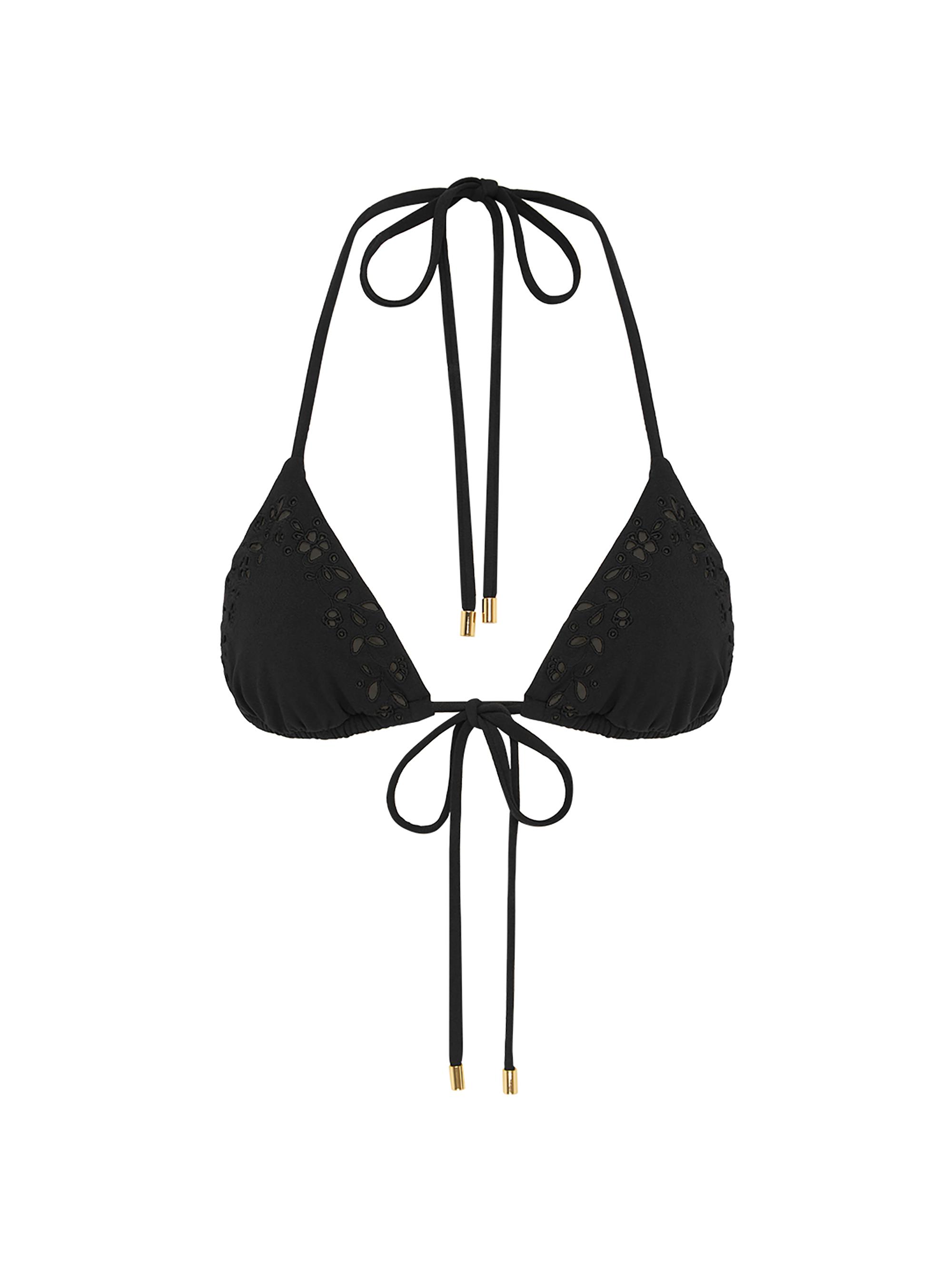 Peony Women's Memoir Embroidered String Triangle Bikini Top - Ebony