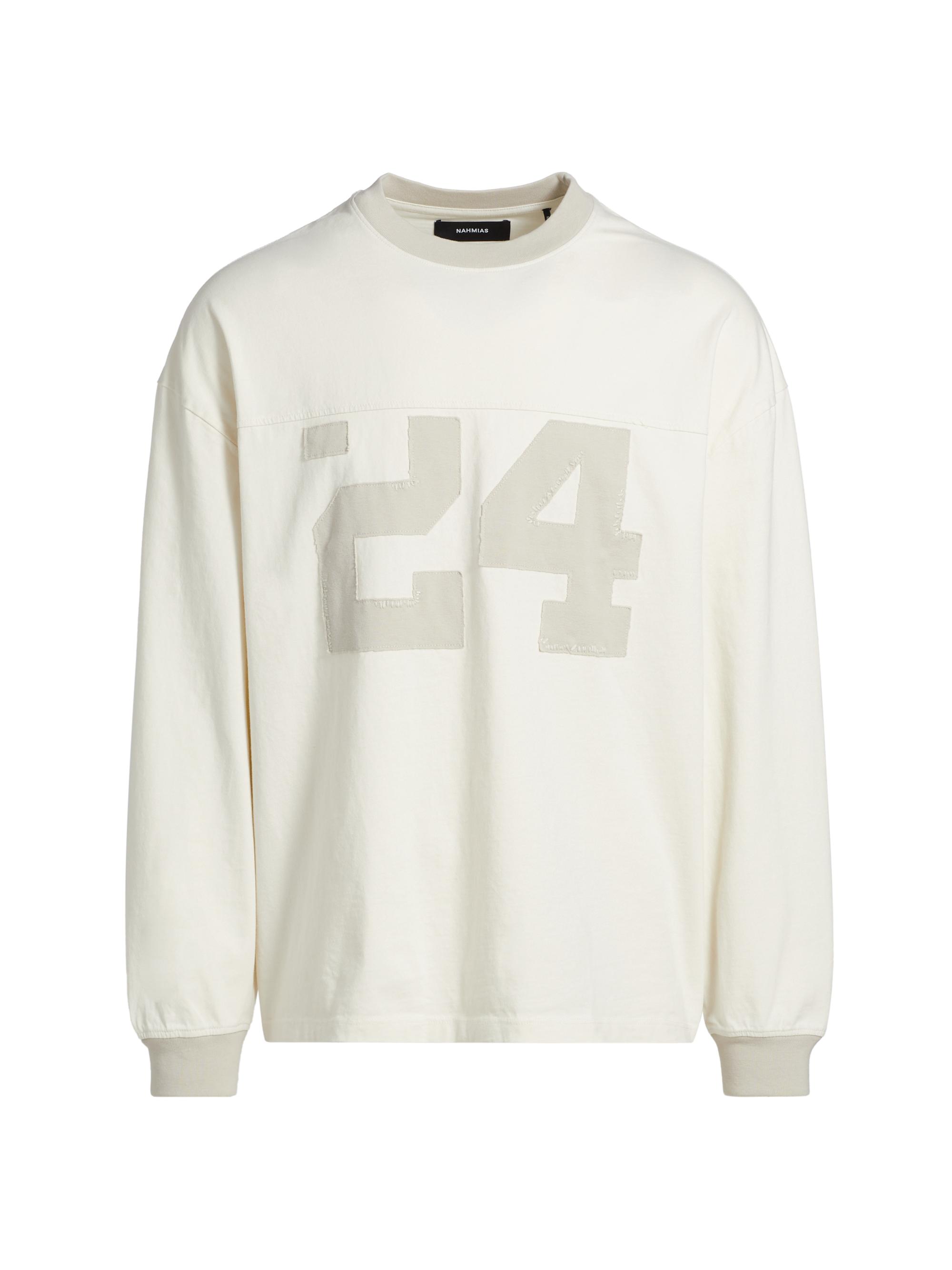 Nahmias Men's Varsity Crewneck T-Shirt - Antique White