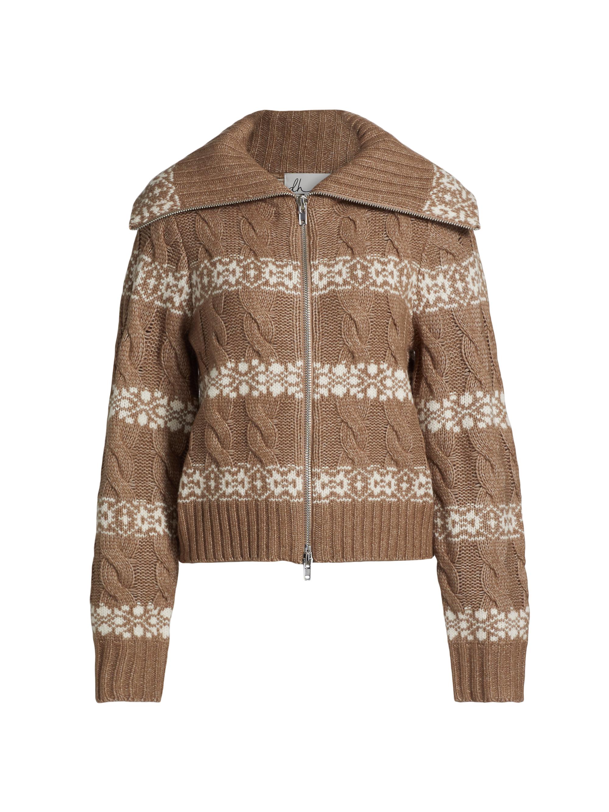 dh New York Women's Brighton Zip Cardigan - Umber Combo