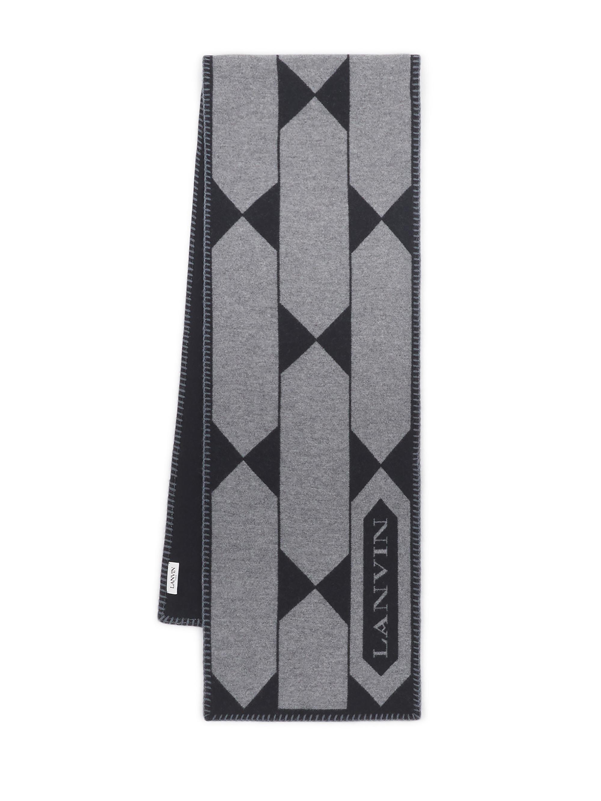 Lanvin Men's Label Scarf in Wool - Anthracite