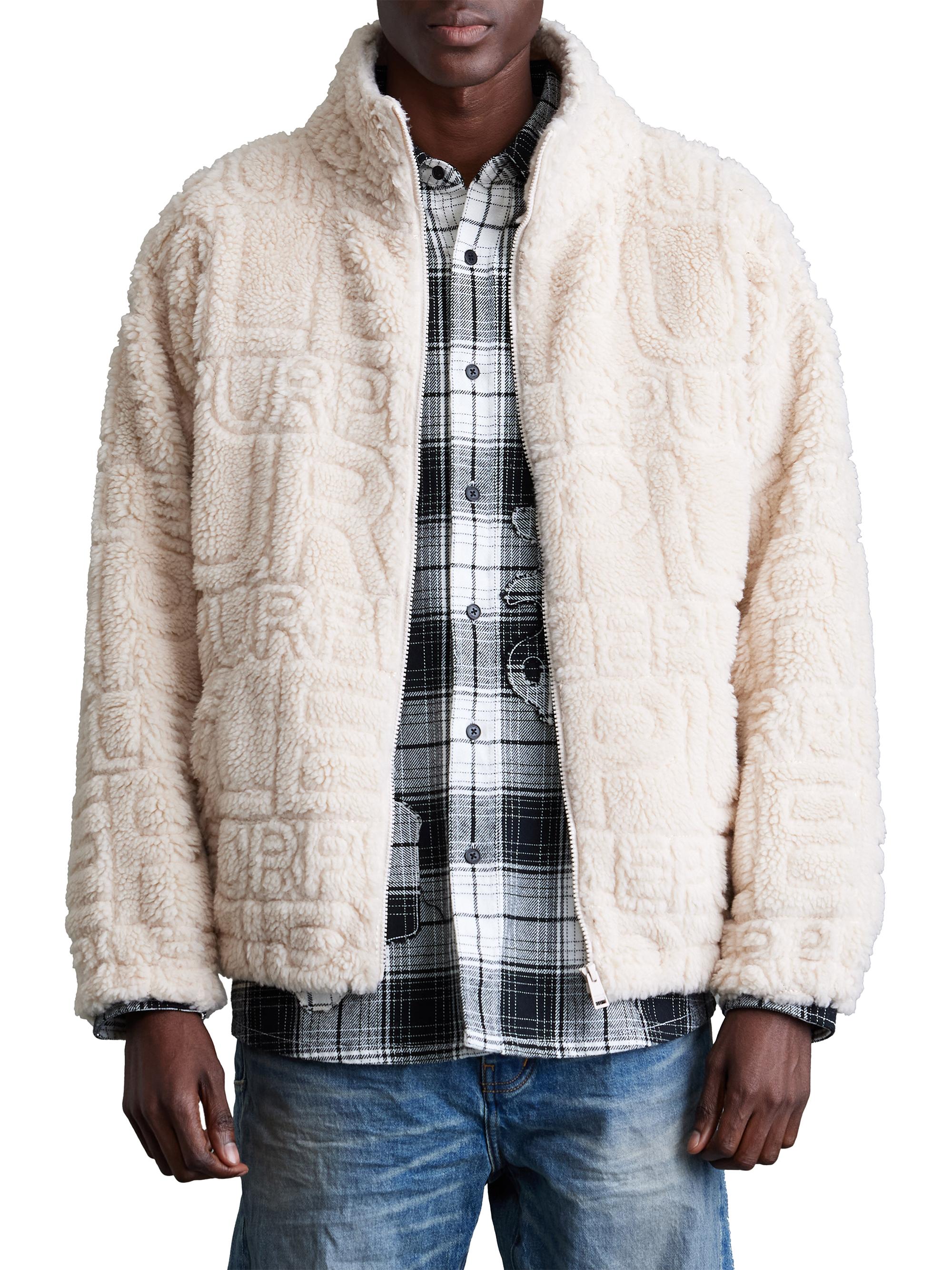 Purple Brand Men's Sherpa Full-Zip Jacket - Ecru