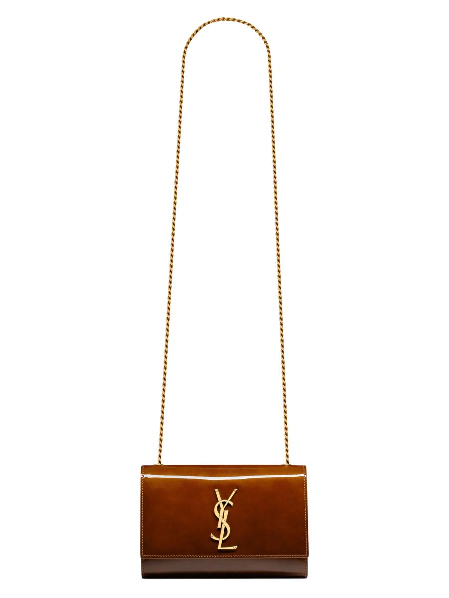 ショルダーバッグ・ポシェット SAINT LAURENT Brown Suede Crossbody Bag Saint Laurent Kate Suede Crossbody Bag - Macaron | Editorialist