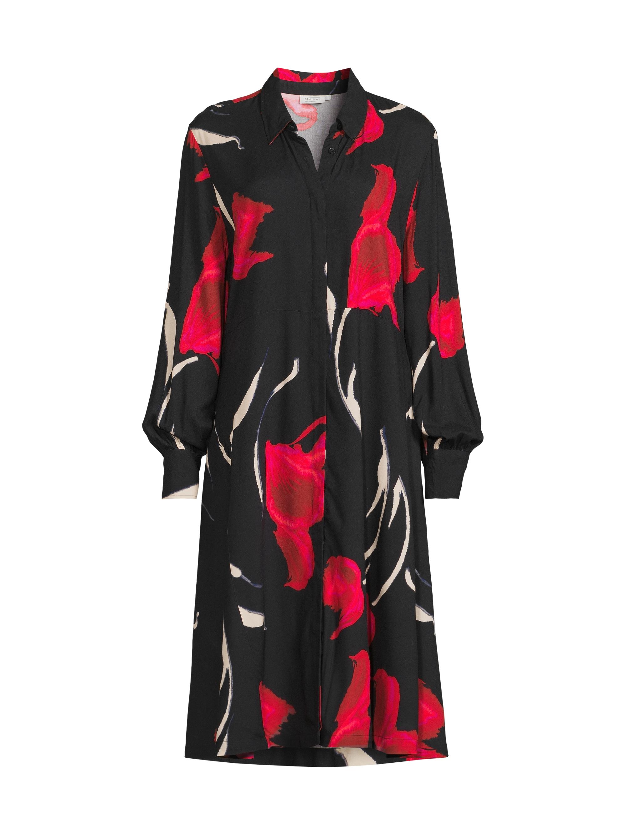 Masai Copenhagen Women's Nadia Floral Midi Shirtdress - Haute Red