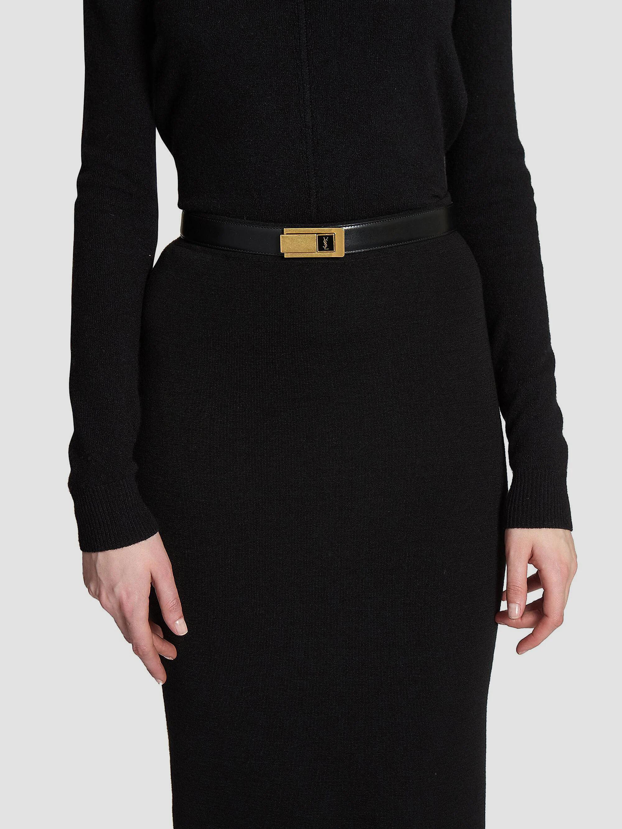 Saint Laurent Charniere Buckle Belt in Smooth Leather | Saks  display picture 1