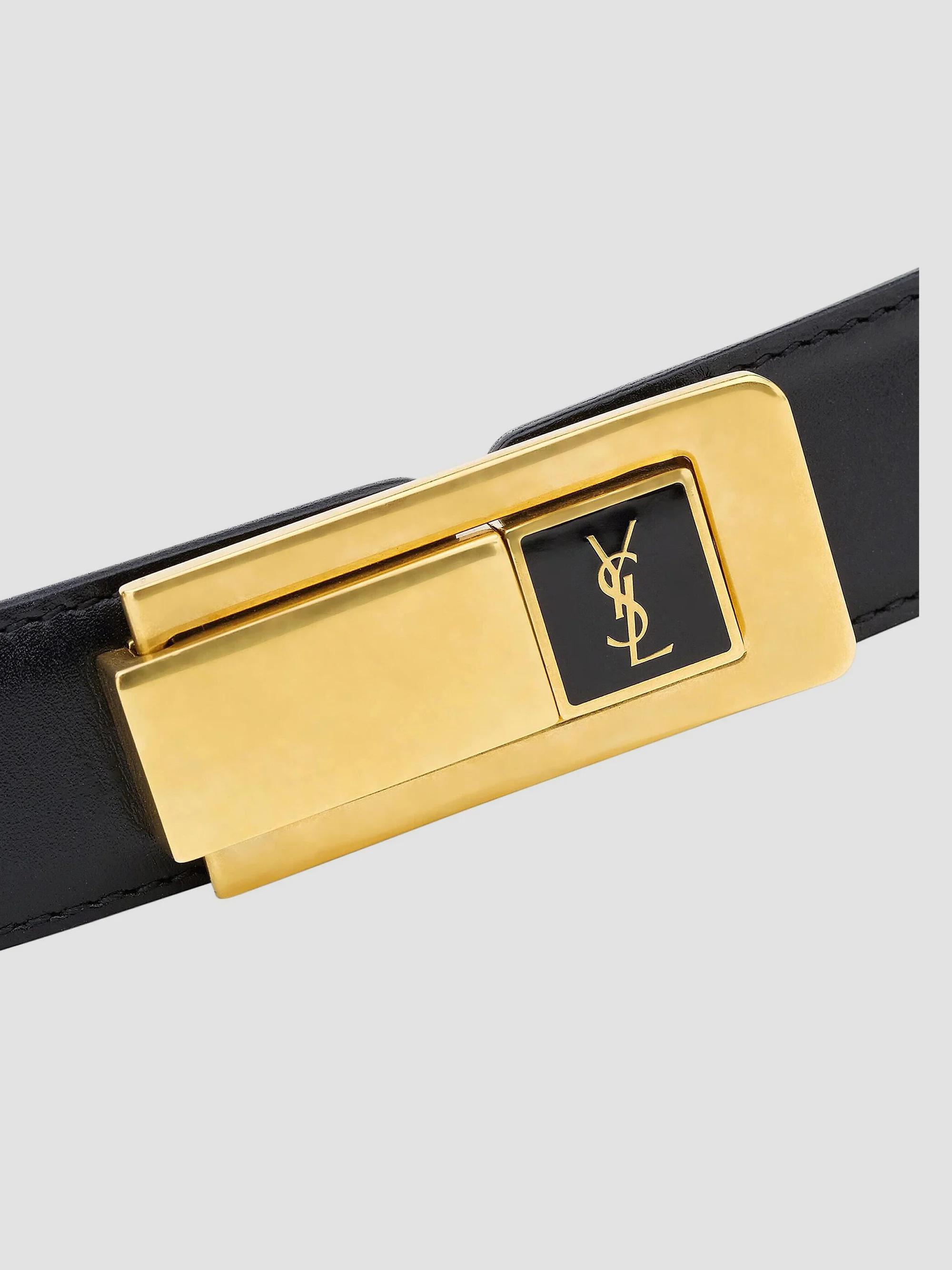Saint Laurent Charniere Buckle Belt in Smooth Leather | Saks  display picture 3