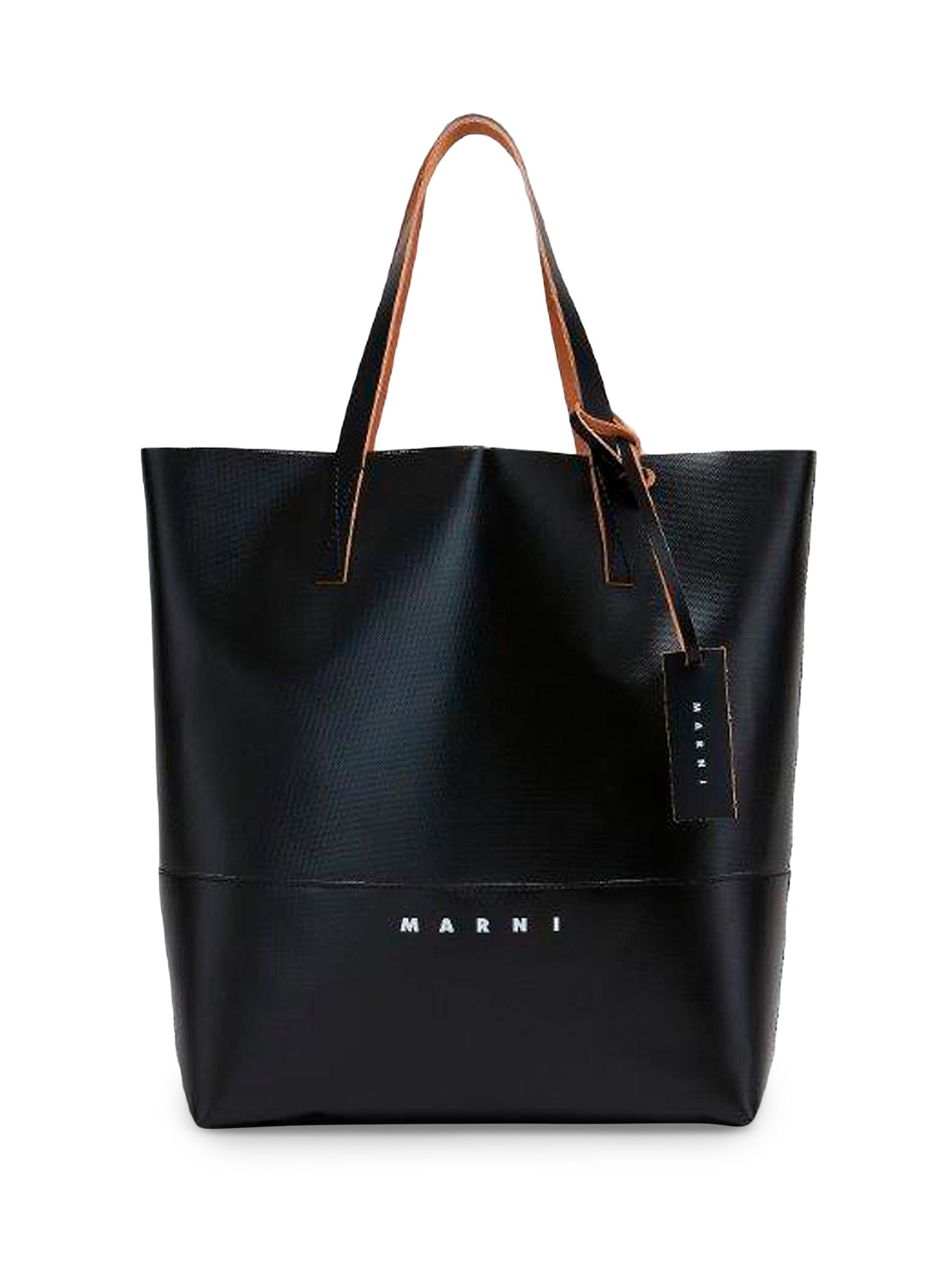 Marni Men's Tribeca Leather-Trimmed Logo Tote Bag - Black