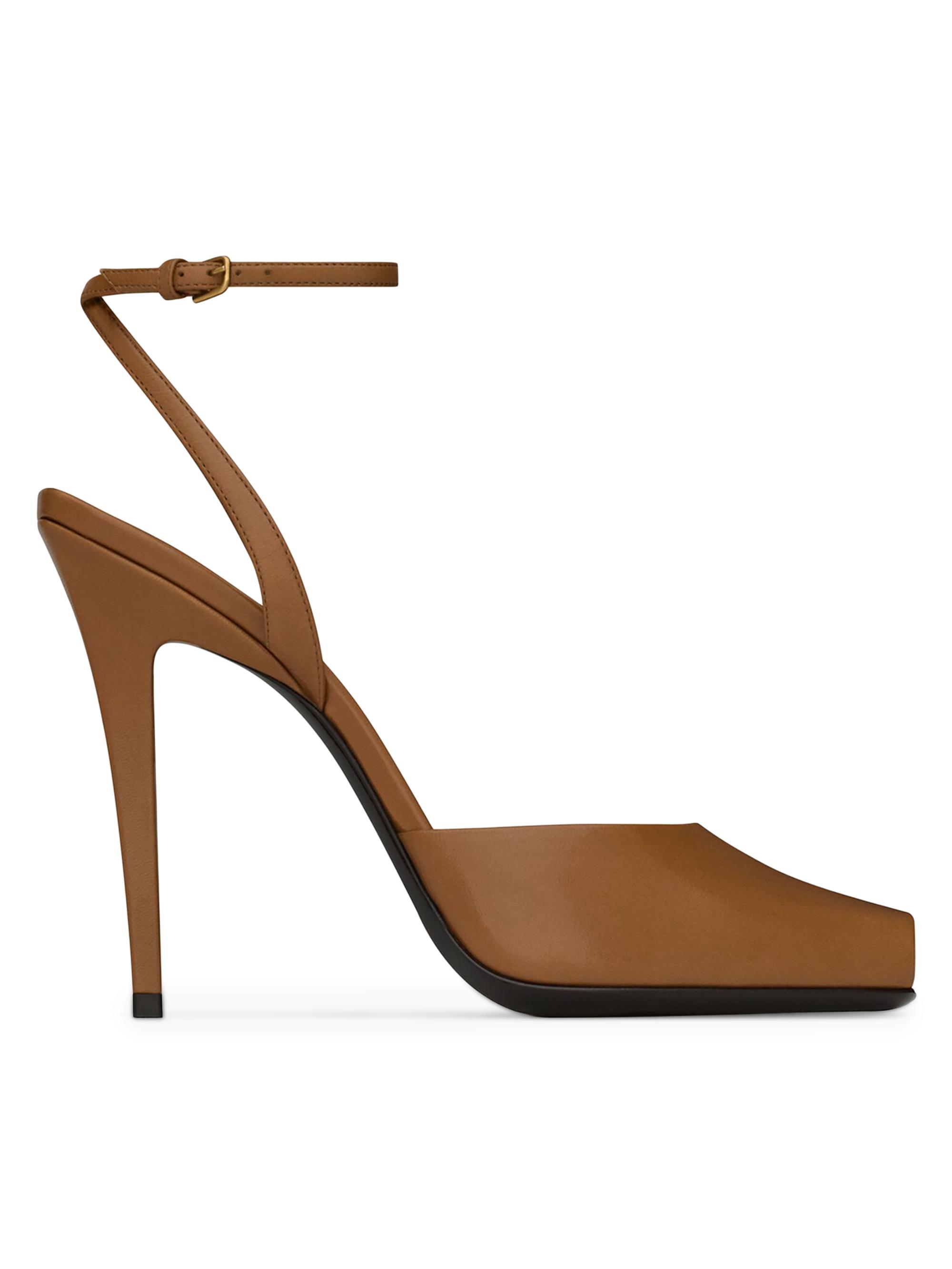 Saint Laurent Women's La Scandale Sandals in Smooth Leather - Macadamia