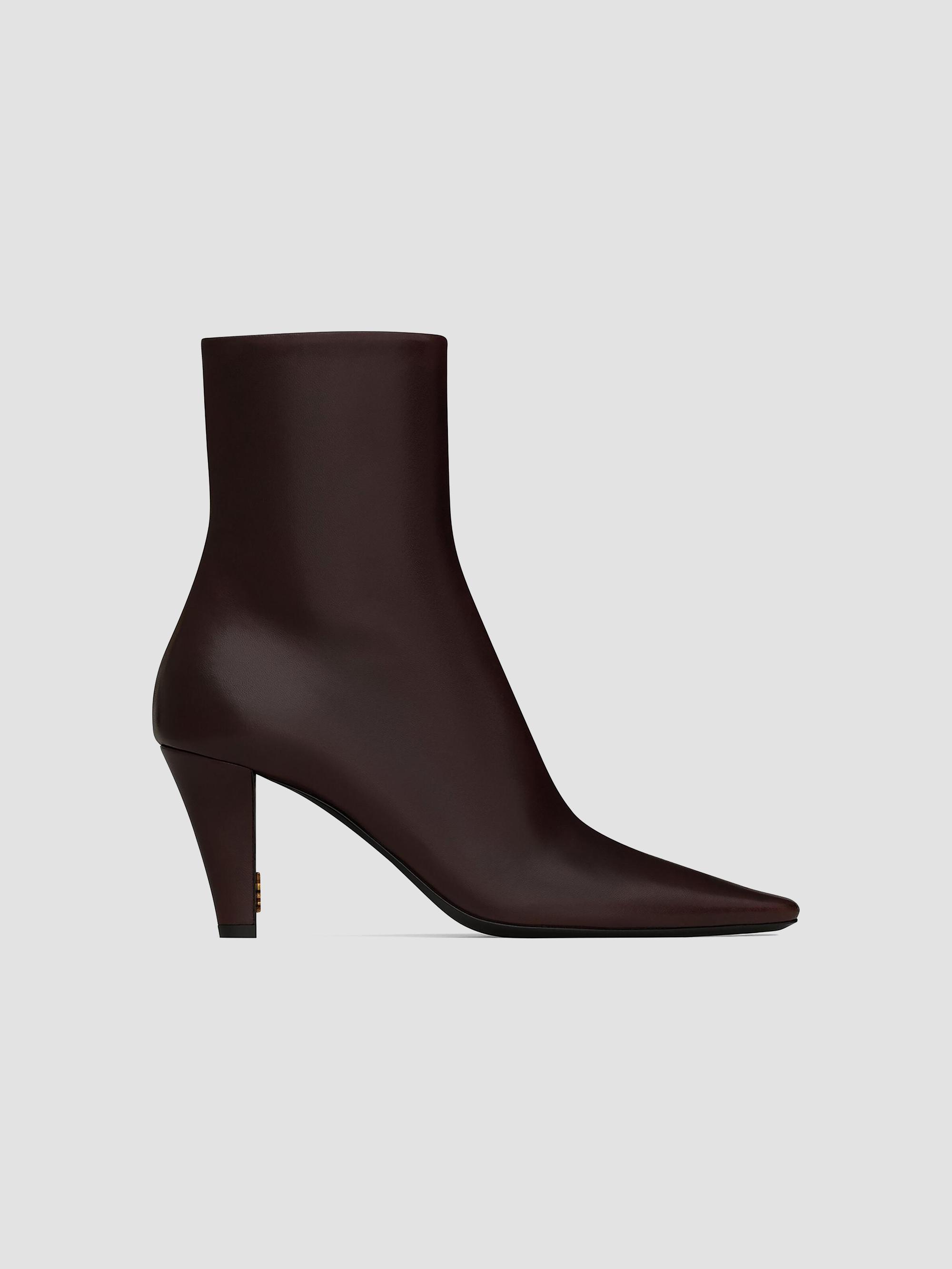 Saint Laurent Women's Jill Booties in Smooth Leather - Marron Glace | Thumbnail 6