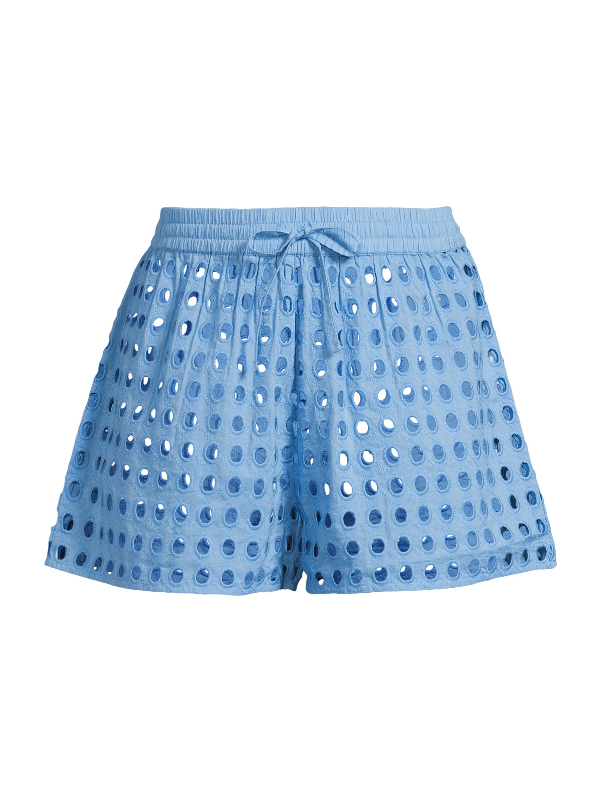 Solid & Striped Women's The Charlie Eyelet Cotton Shorts - Cornflower Blue