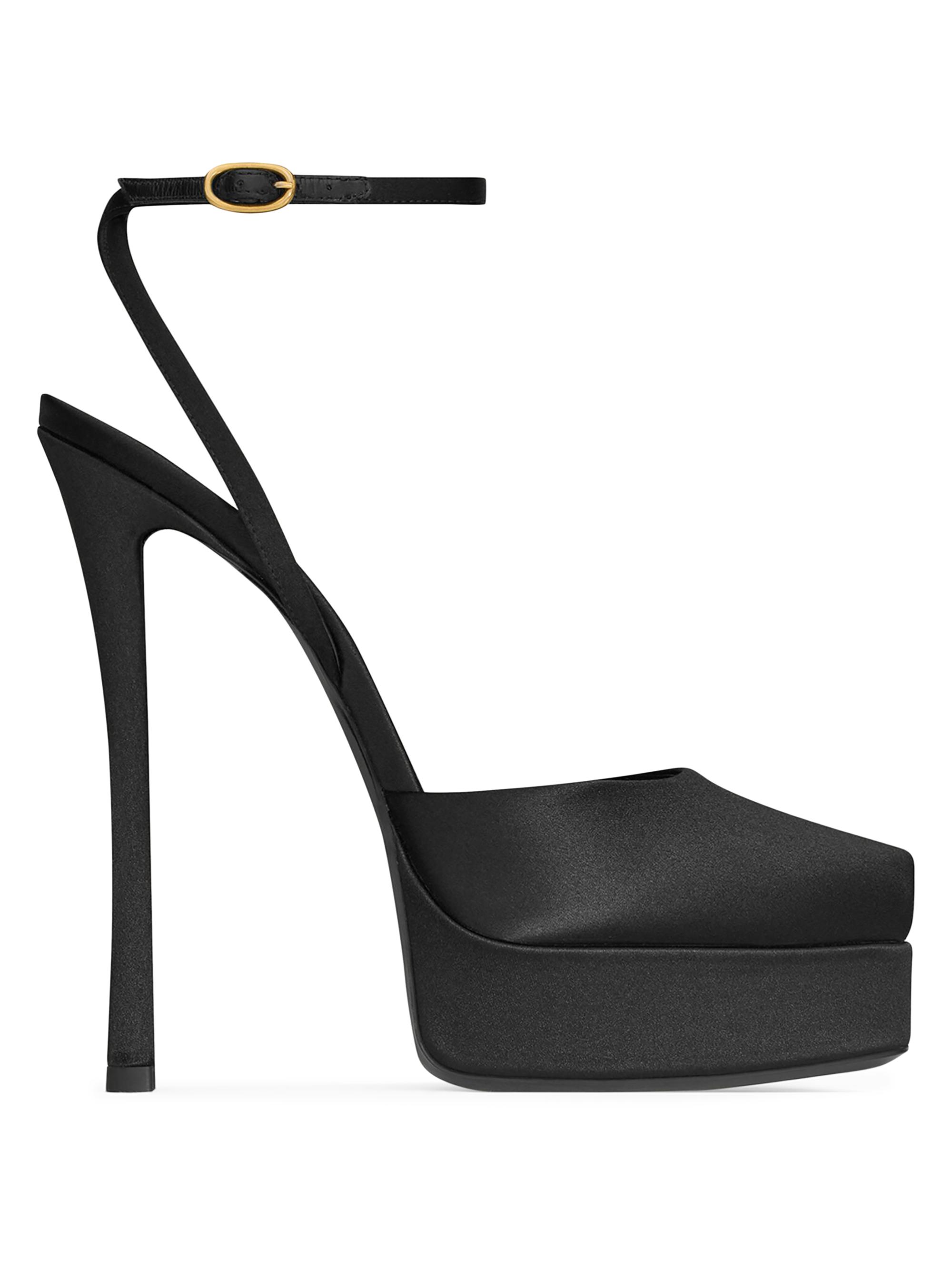 Saint Laurent Women's La Scandale Platform Sandals in Satin Crepe - Black