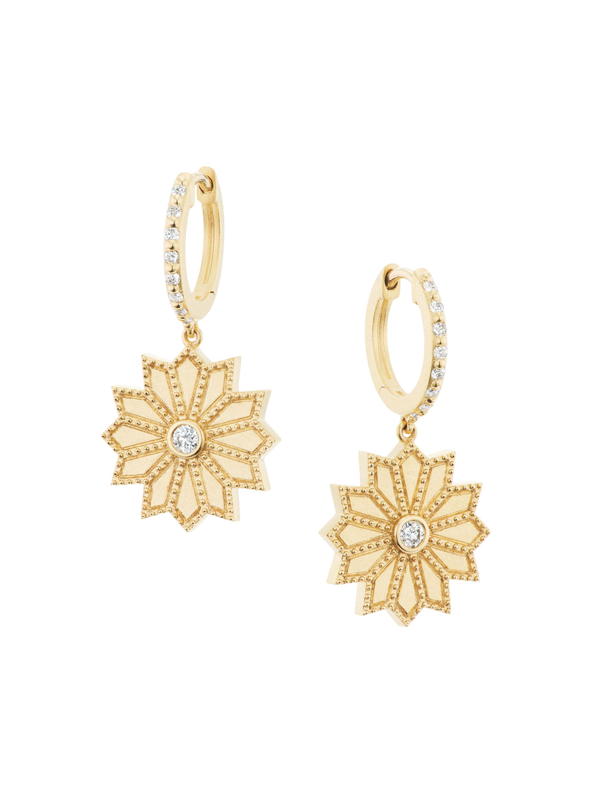 Orly Marcel Women's Sacred Flower 18K Yellow Gold & 0.23 TCW Diamond Drop Earrings - Yellow Gold