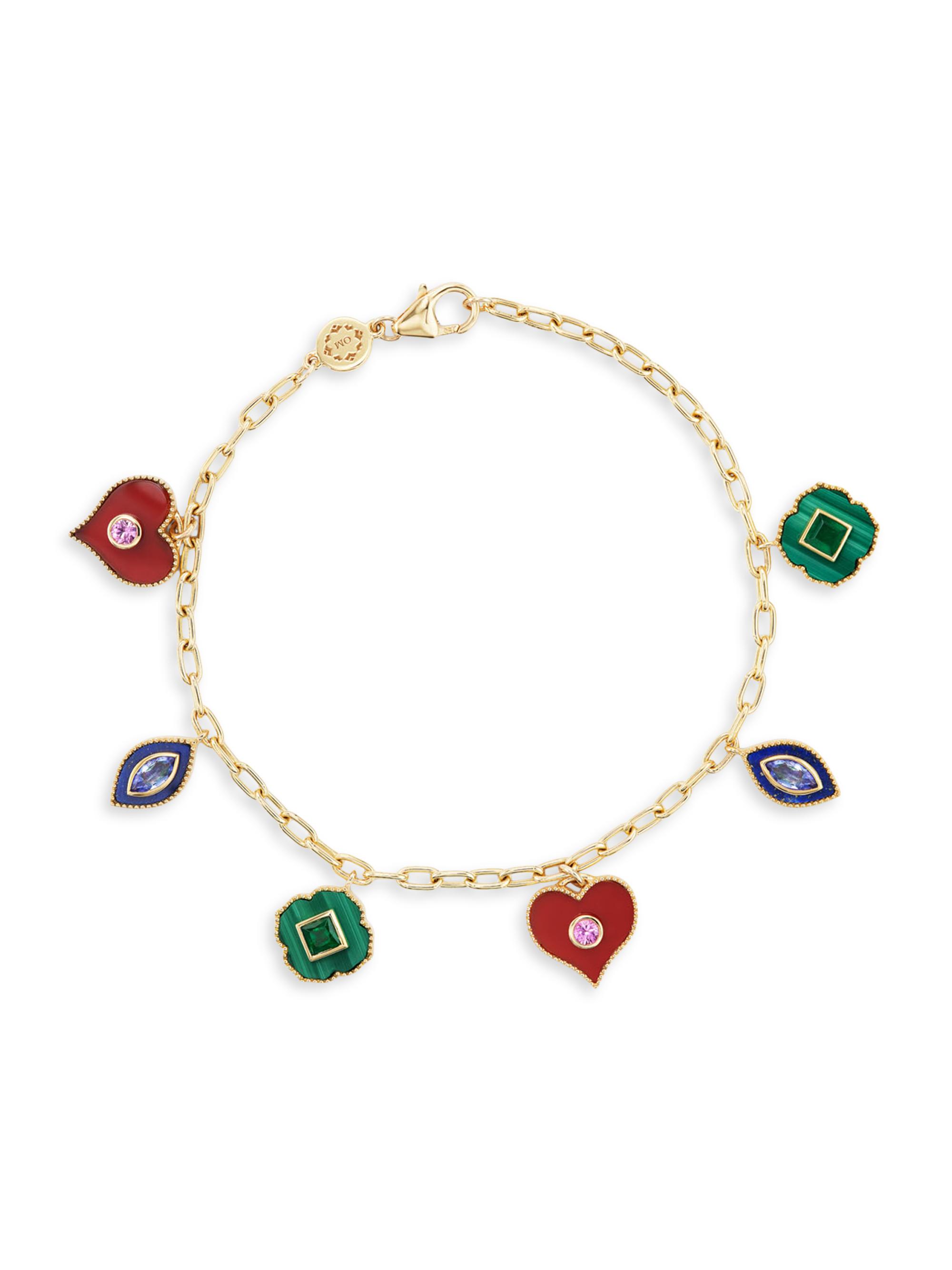 Orly Marcel Women's Symbols 18K Yellow Gold & Multi-Gemstone Charm Bracelet - Yellow Gold