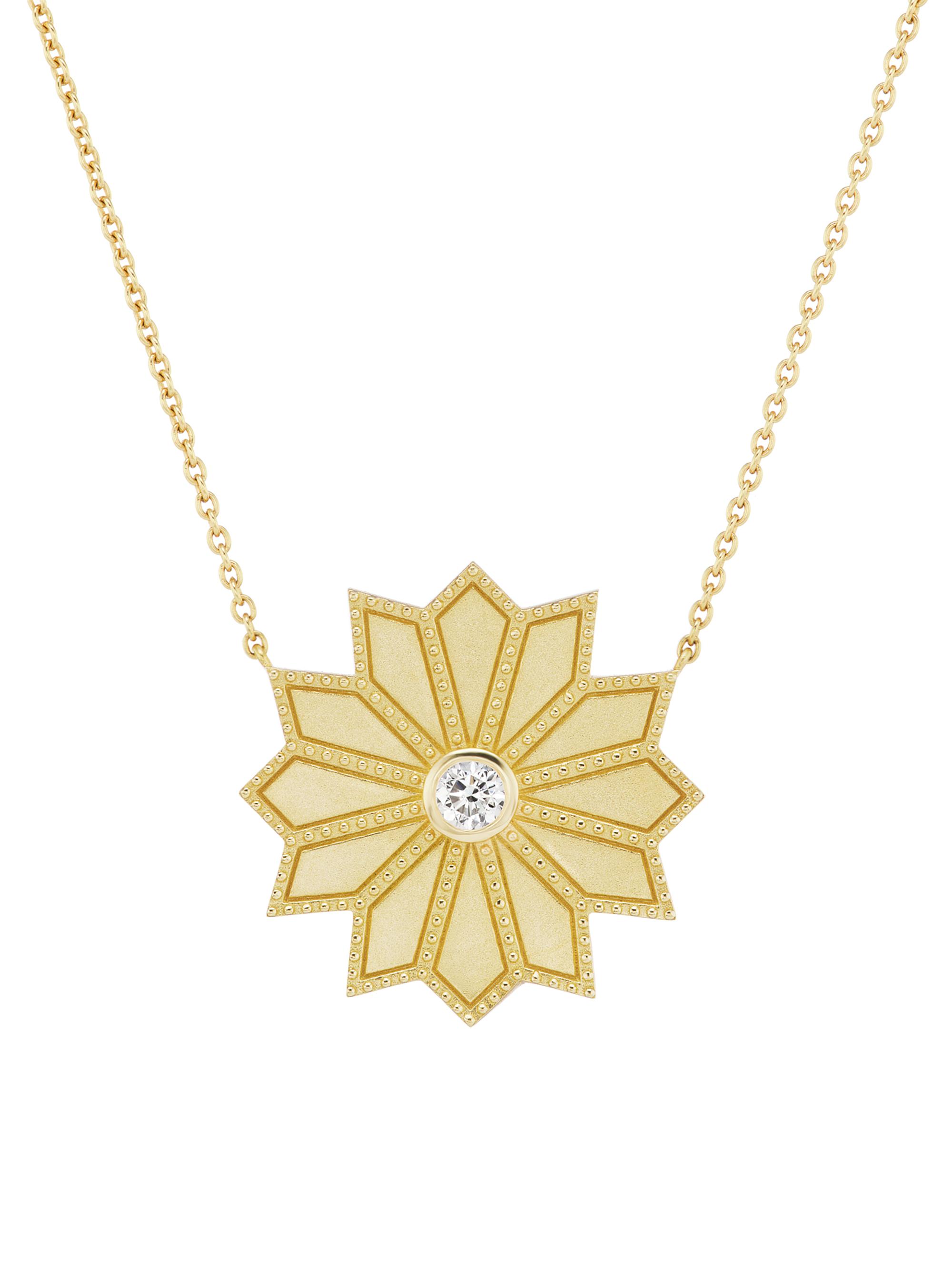 Orly Marcel Women's Sacred Flower 18K Yellow Gold & 0.25 TCW Diamond Pendant Necklace - Yellow Gold