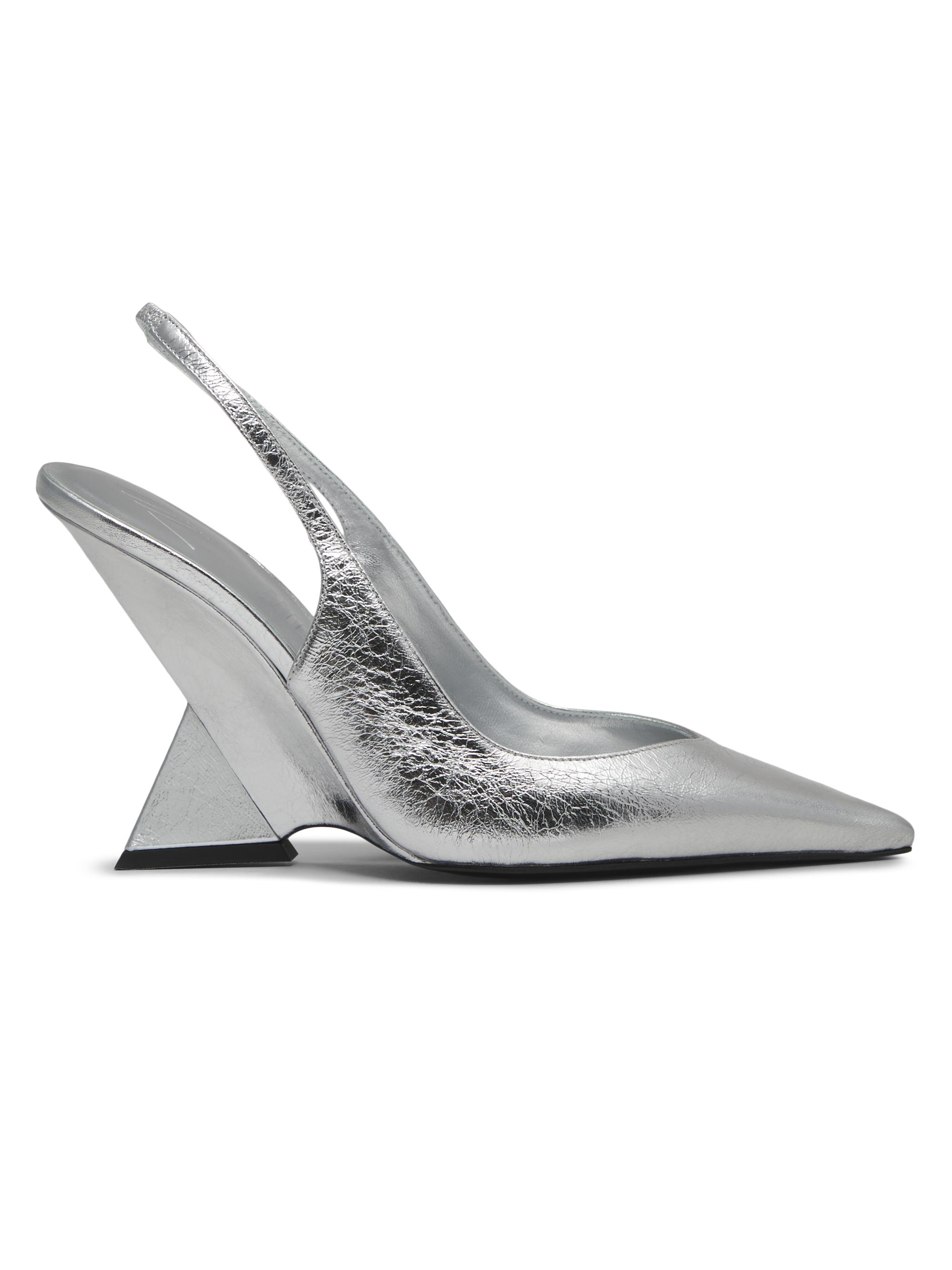 The Attico Women's Cheope 100MM Leather Slingback Wedges - Silver