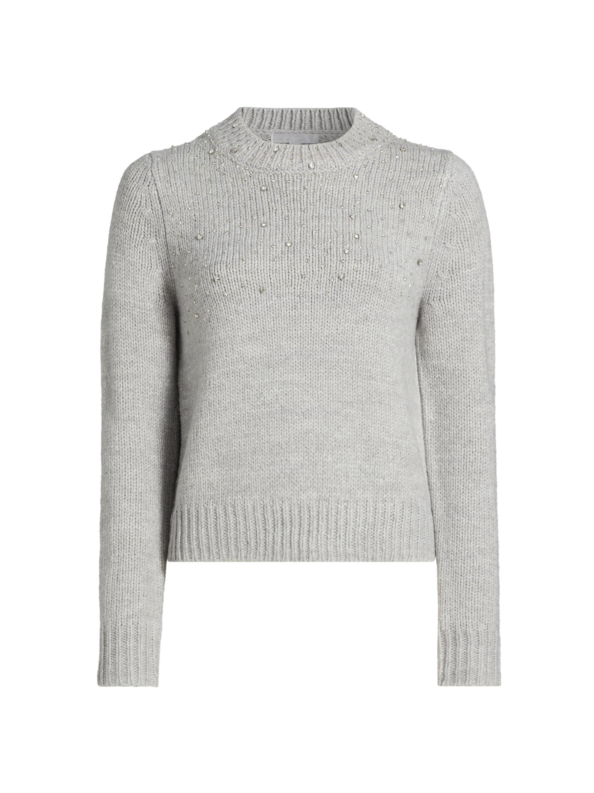 Design History Women's Embellished Crewneck Sweater - Heather Stone
