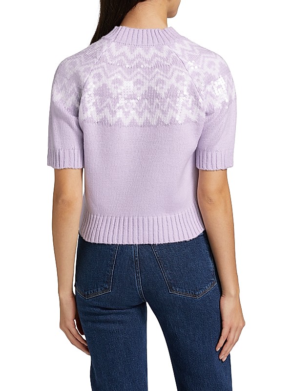 Shop Design History Sequin Fair Isle-Style Short-Sleeve Shop Design History Sequin Fair Isle-Style Short-Sleeve