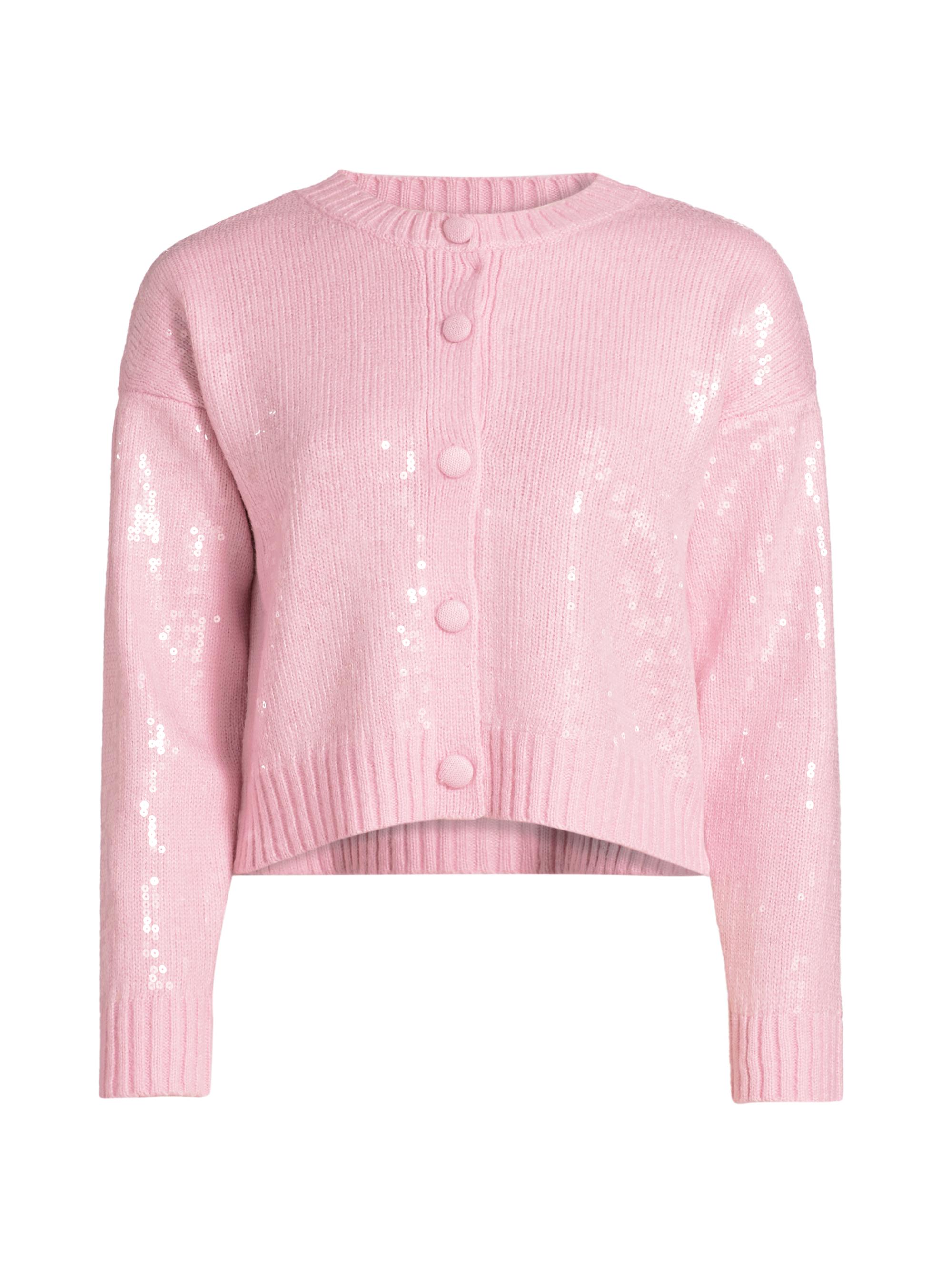 Design History Women's Sequin Knit Button-Front Cardigan - Sugarplum