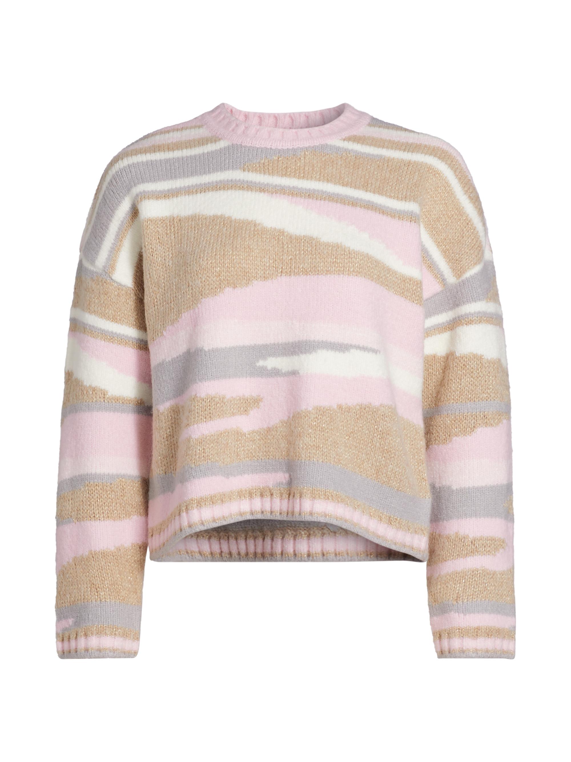 Design History Women's Abstract Intarsia-Knit Crewneck Sweater - Sugar Plum Combo