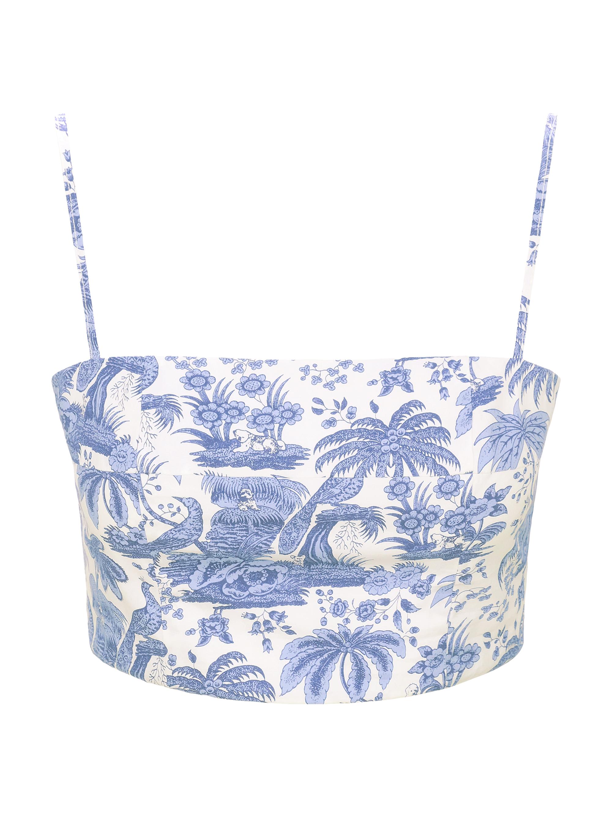 Staud Women's Federico Crop Tank - Blue Toile