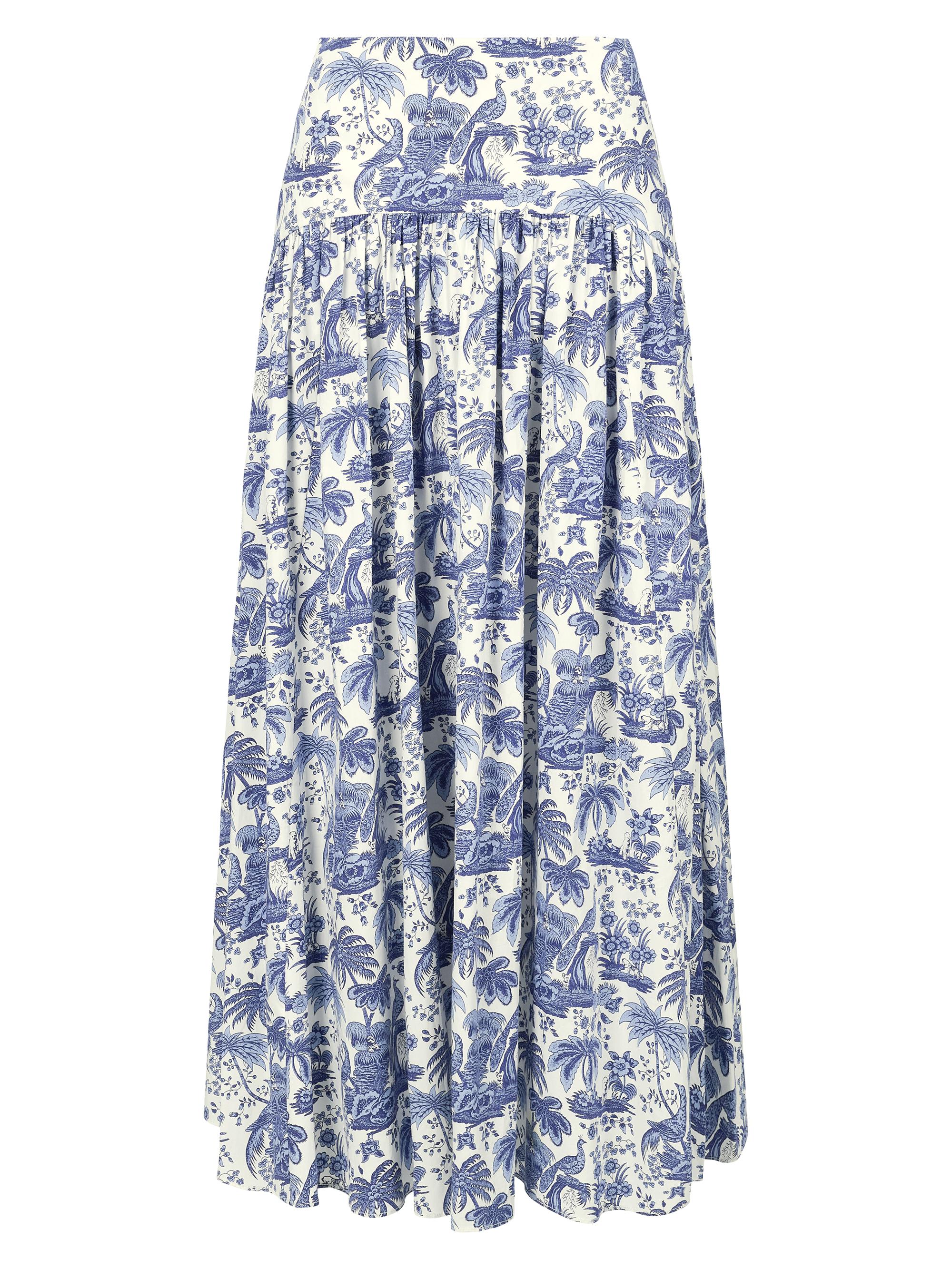 Staud Women's Procida Cotton Toile Maxi Skirt - Blue Toile