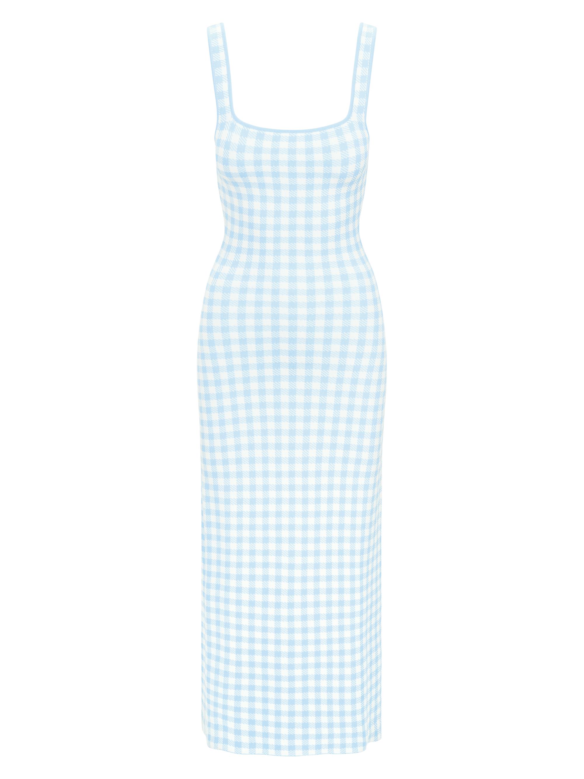 Staud Women's Katie Gingham Midi-Dress - Sky Gingham