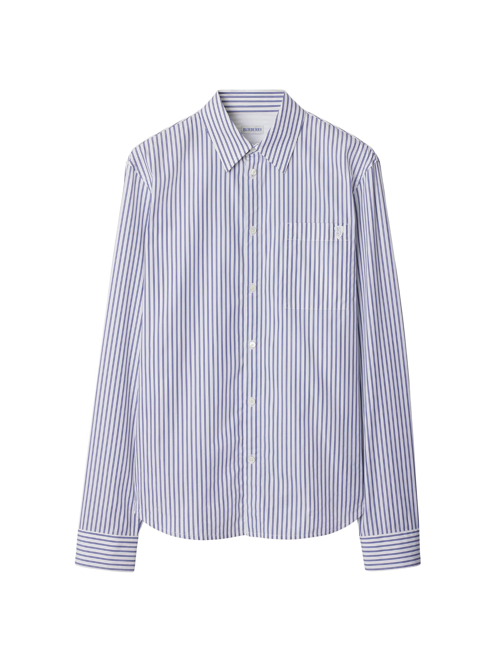 Burberry Men's Striped Cotton Relaxed-Fit Shirt - Iris Chalk