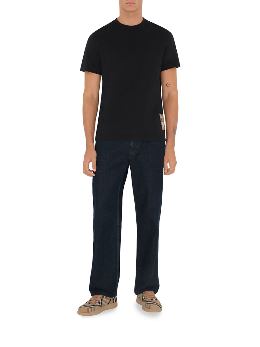 Shop Burberry Check Label Cotton Crewneck T-Shirt | Saks Shop Burberry Check Label Cotton Crewneck T-Shirt | Saks