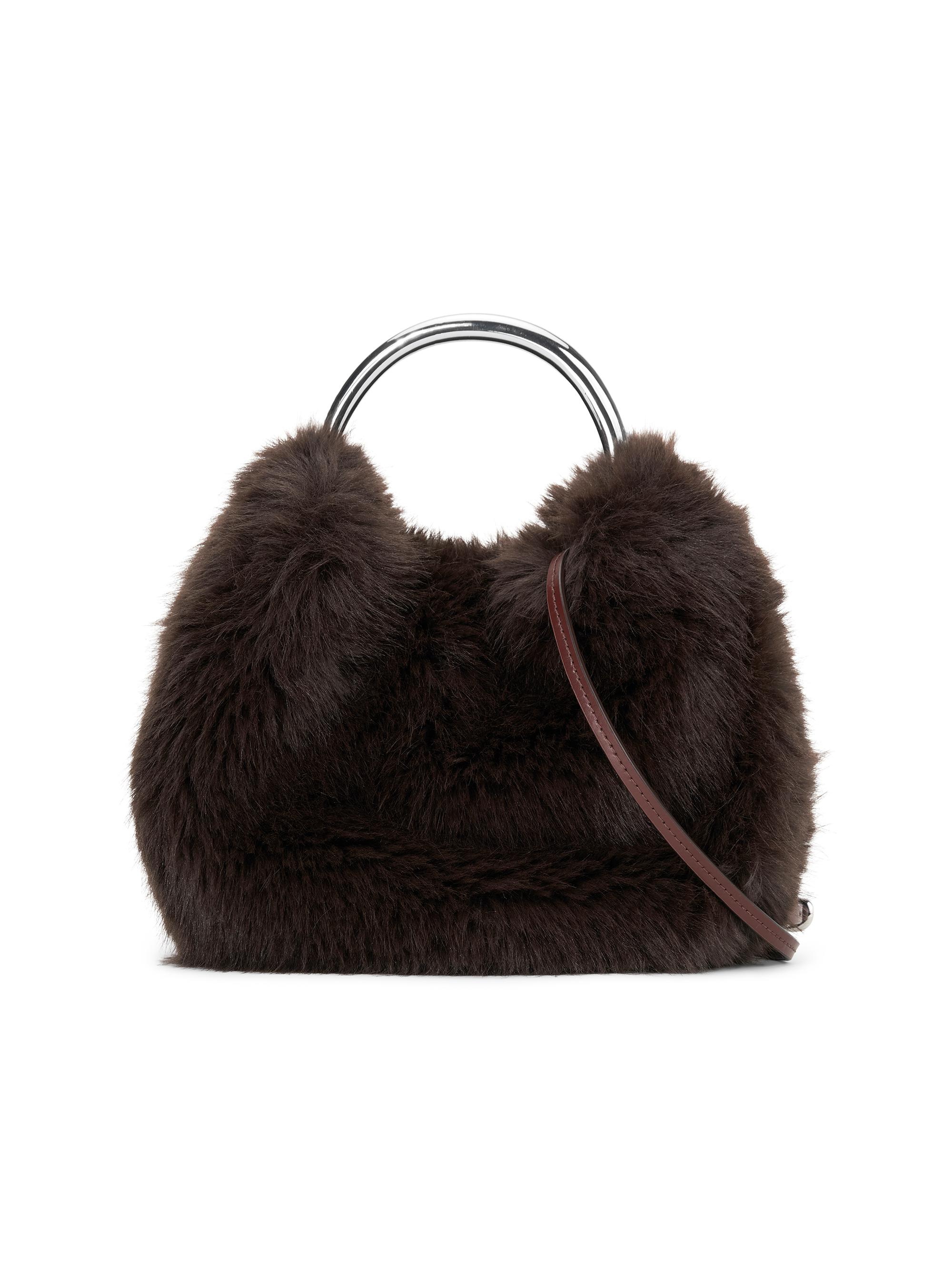 Staud Women's Romeo Faux Fur & Leather Top Handle Bag - Espresso