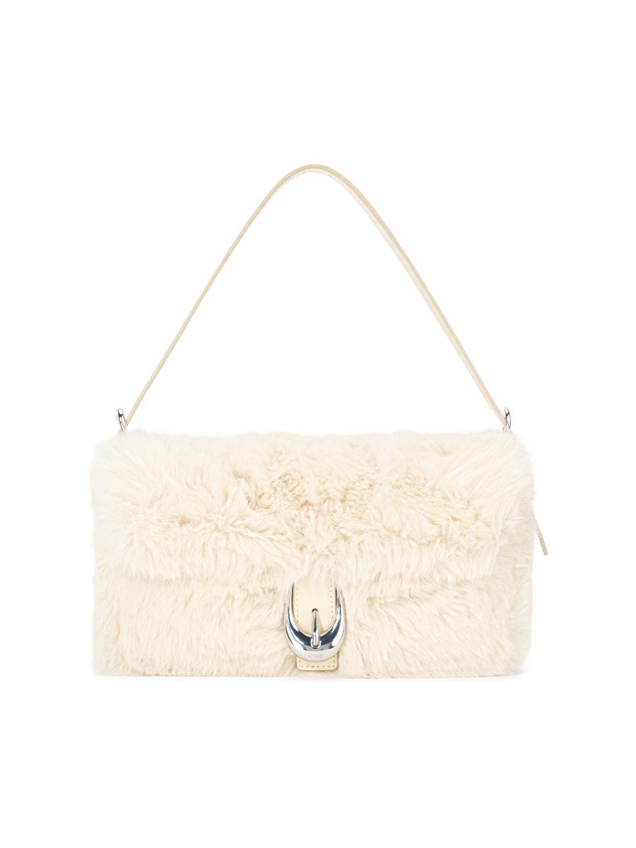 【STAUD】国内発送★Harlow Faux Fur Shoulder Bag Harlow faux fur shoulder bag in white - Staud | Mytheresa