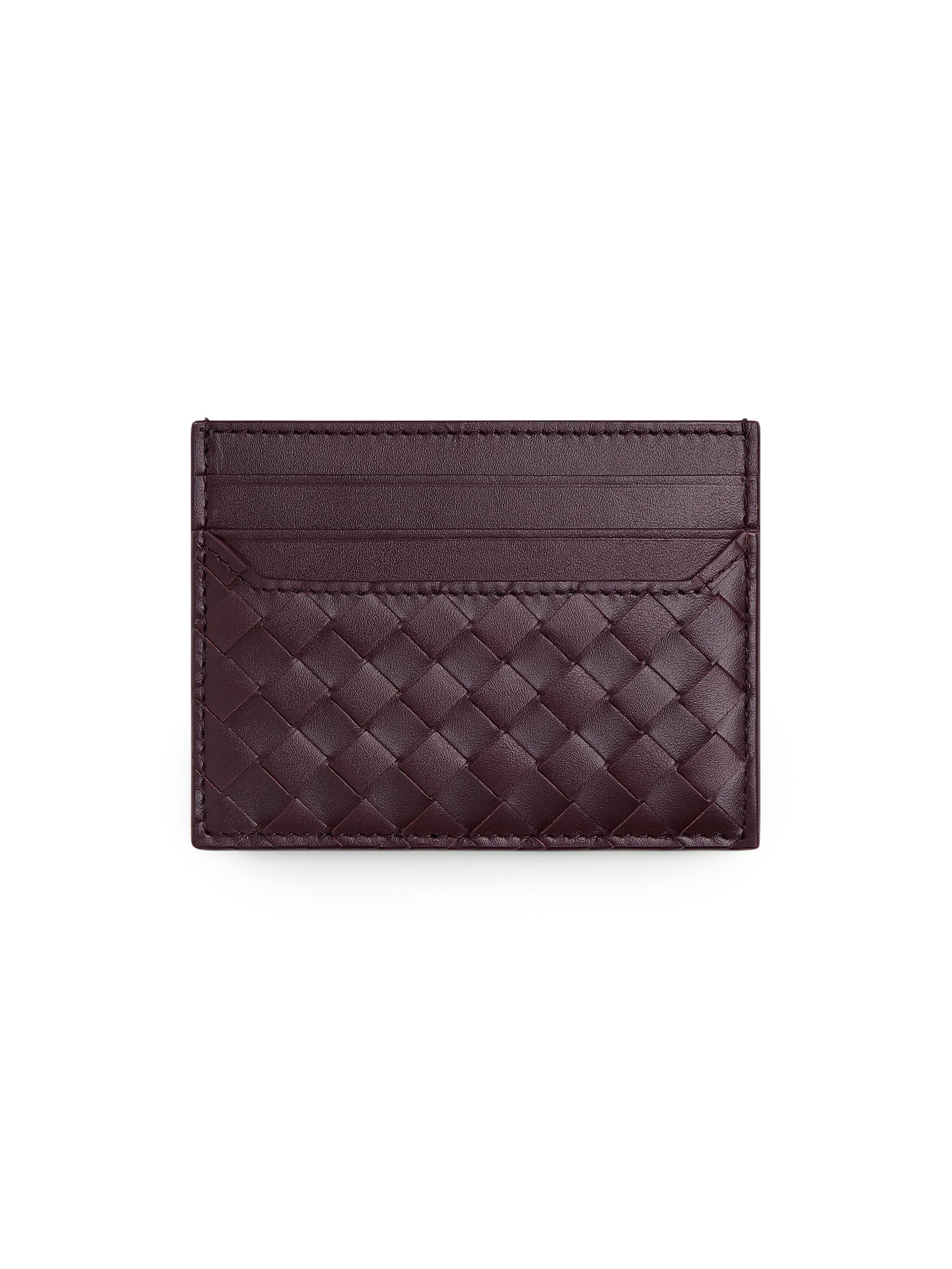 Bottega Veneta Men's Intrecciato Piccolo Leather Card Case - Black Silver