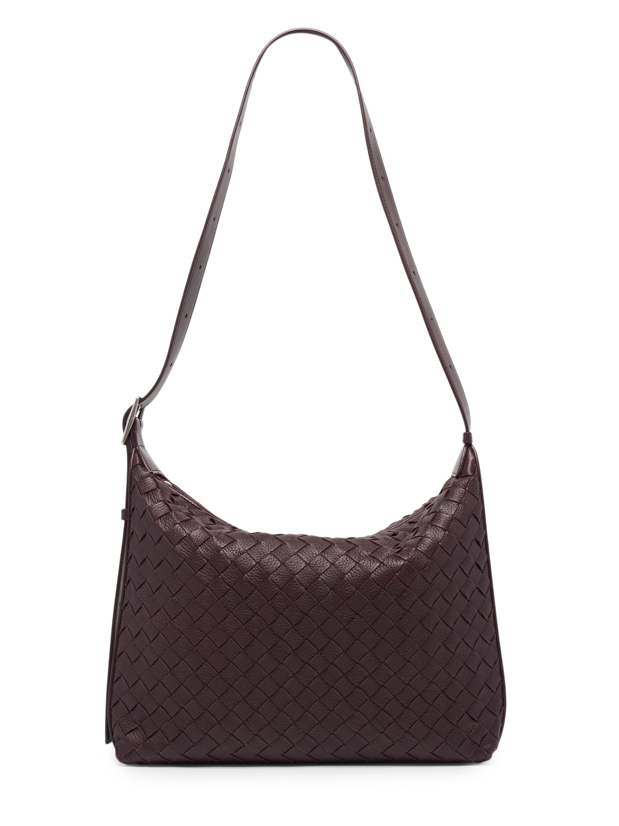 Bottega Veneta Men's  Traveler Intrecciato Leather Tote Bag - Dark Barolo Silver