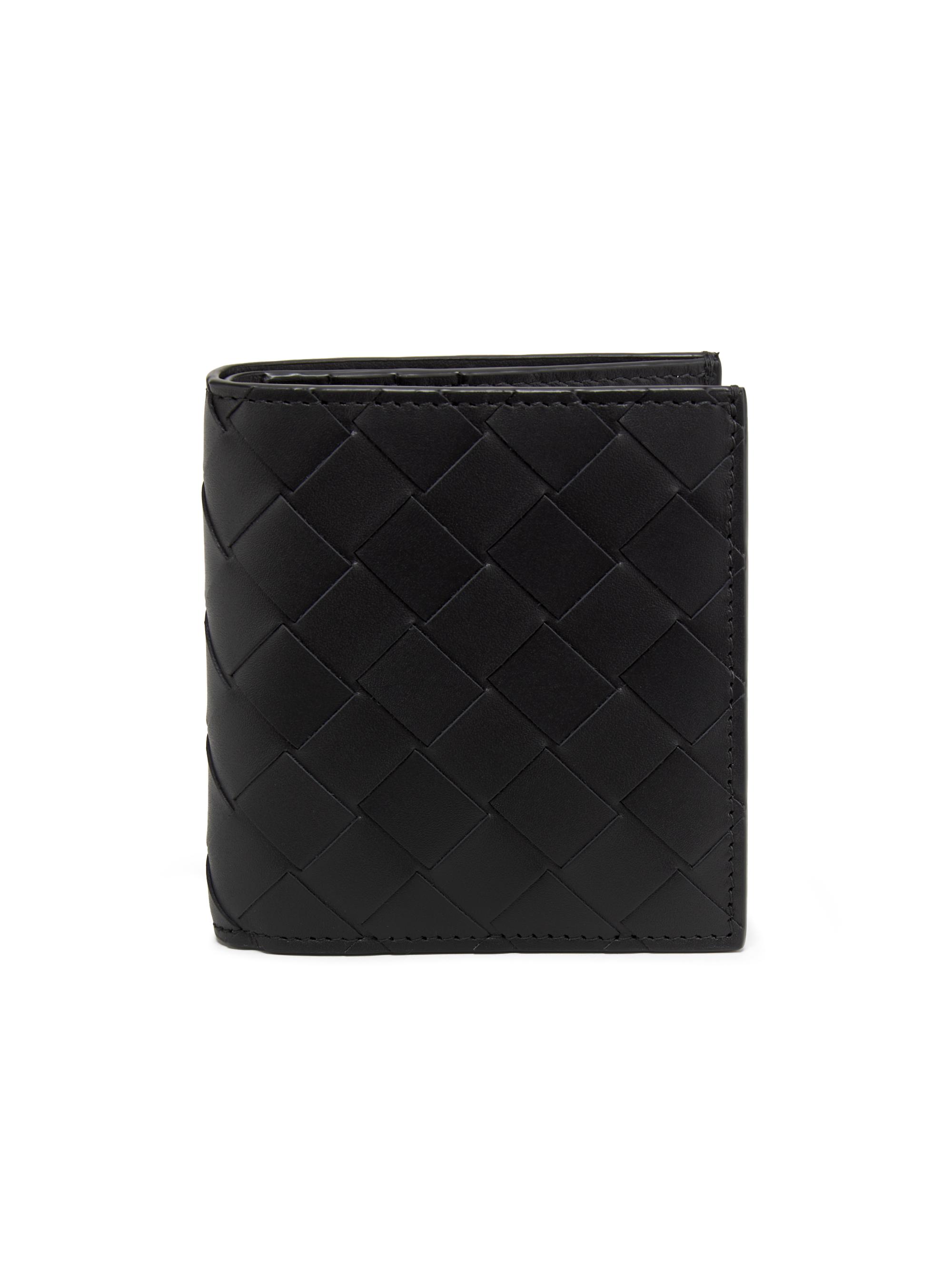 Bottega Veneta Men's Intrecciato Leather Bifold Wallet - Black Silver